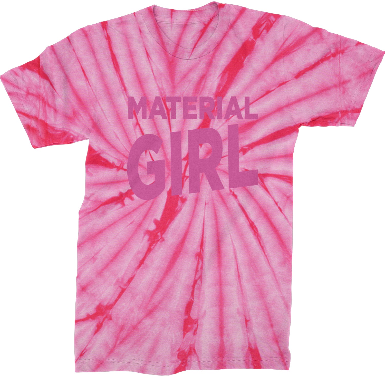 Material Girl 80's Retro Celebration Mens T-shirt Tie-Dye Spider Pink