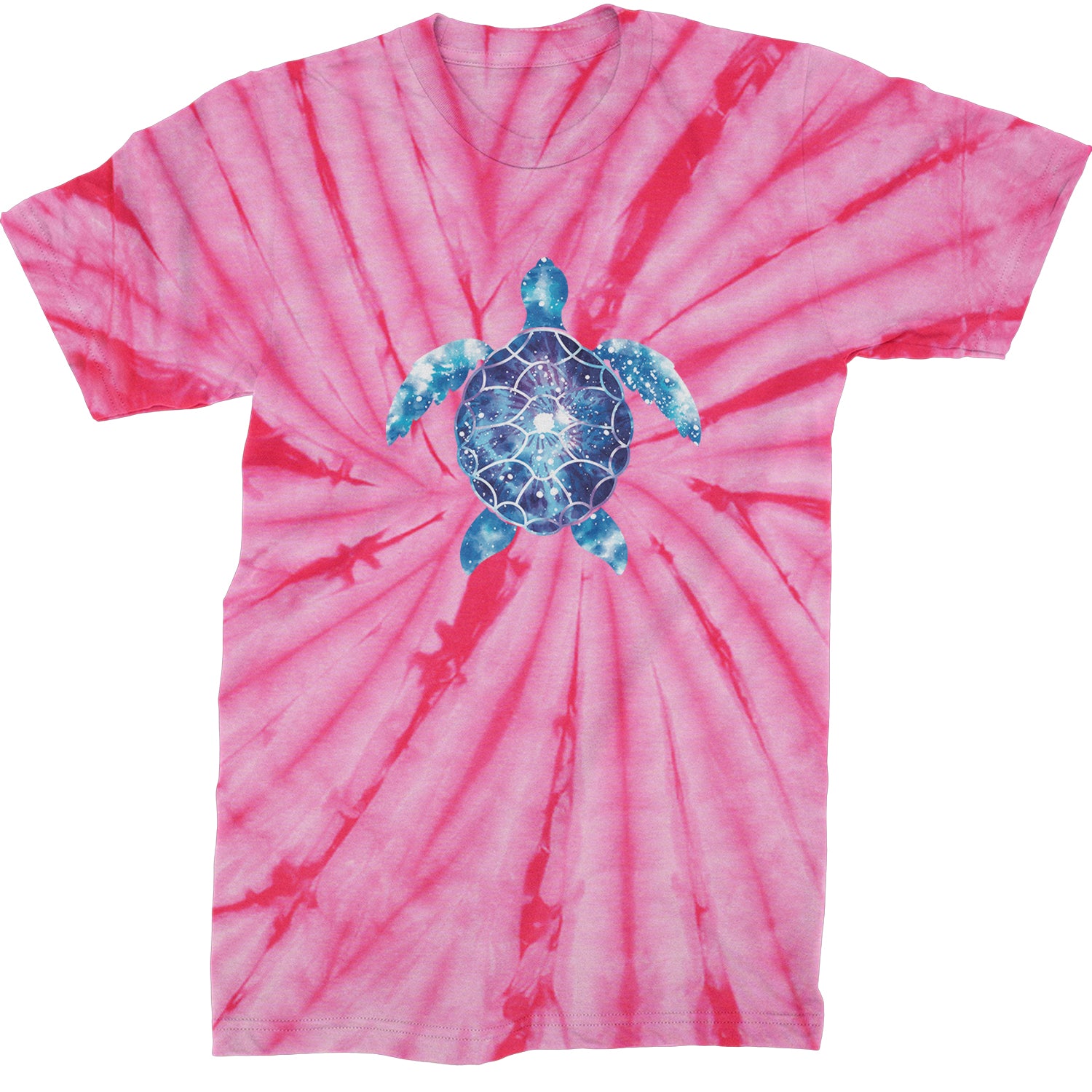 Ocean Aura Tie-Dye Sea Turtle Mens T-shirt Tie-Dye Spider Pink