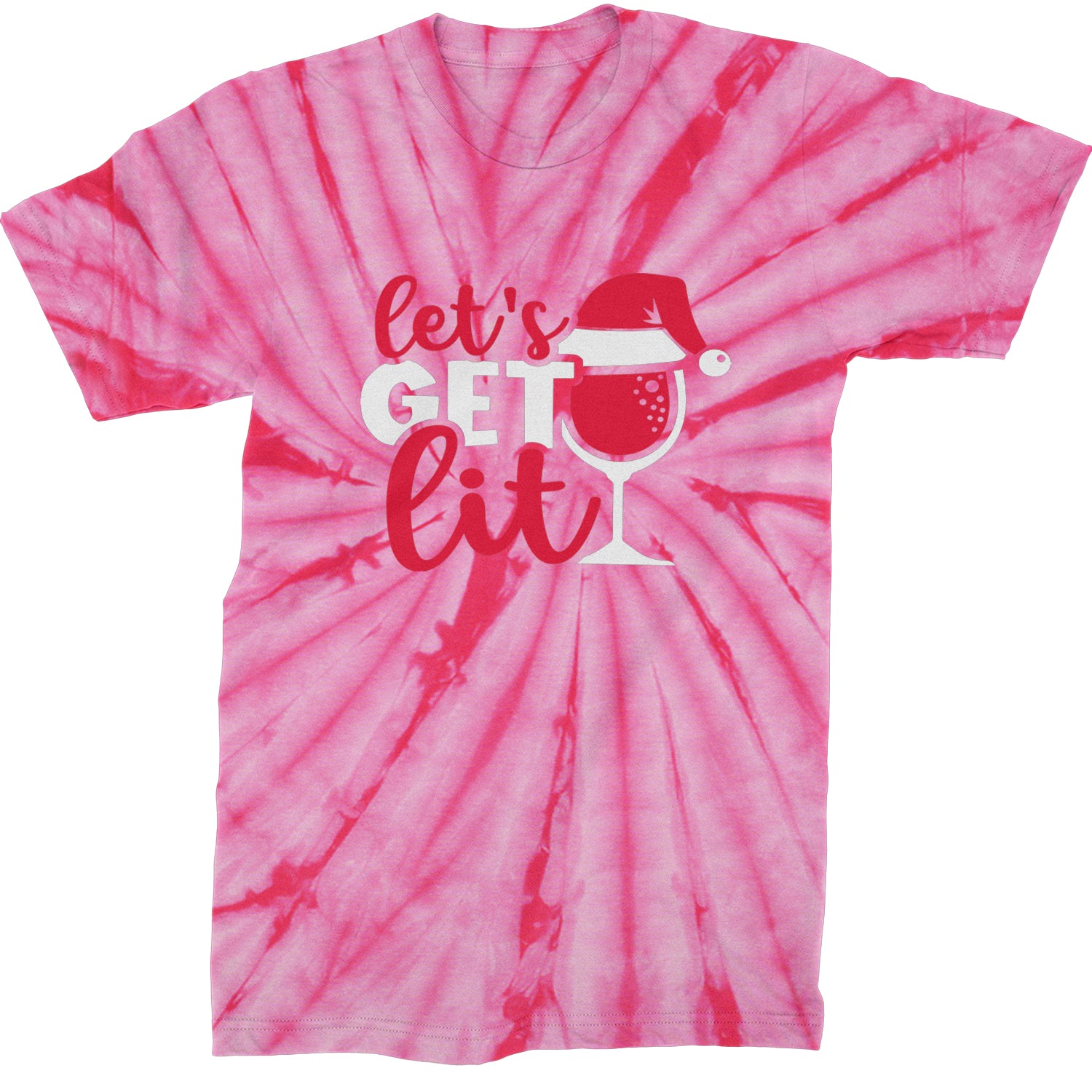 Let’s Get Lit Mens T-shirt Tie-Dye Spider Pink