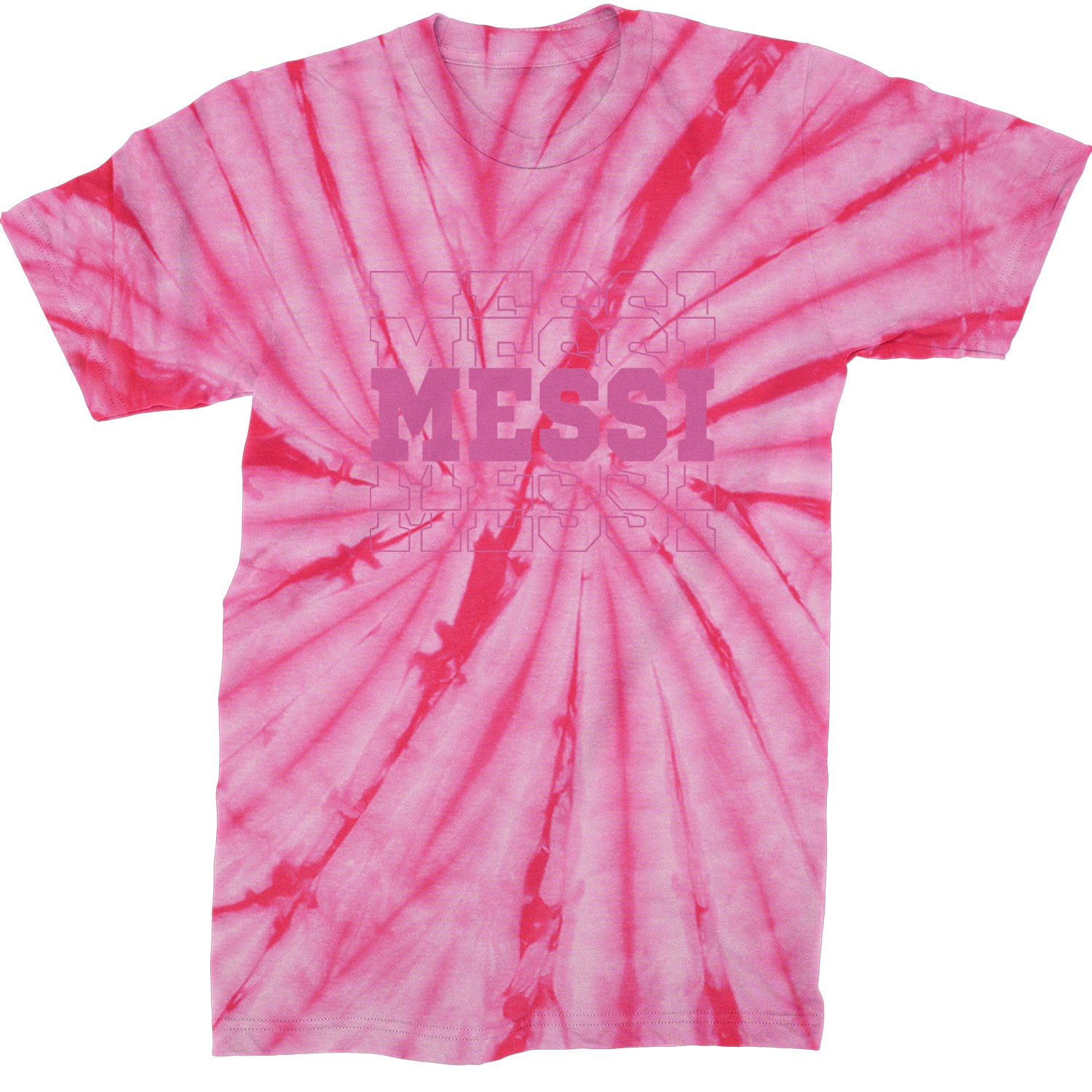 Messi Miami Futbol Mens T-shirt Tie-Dye Spider Pink