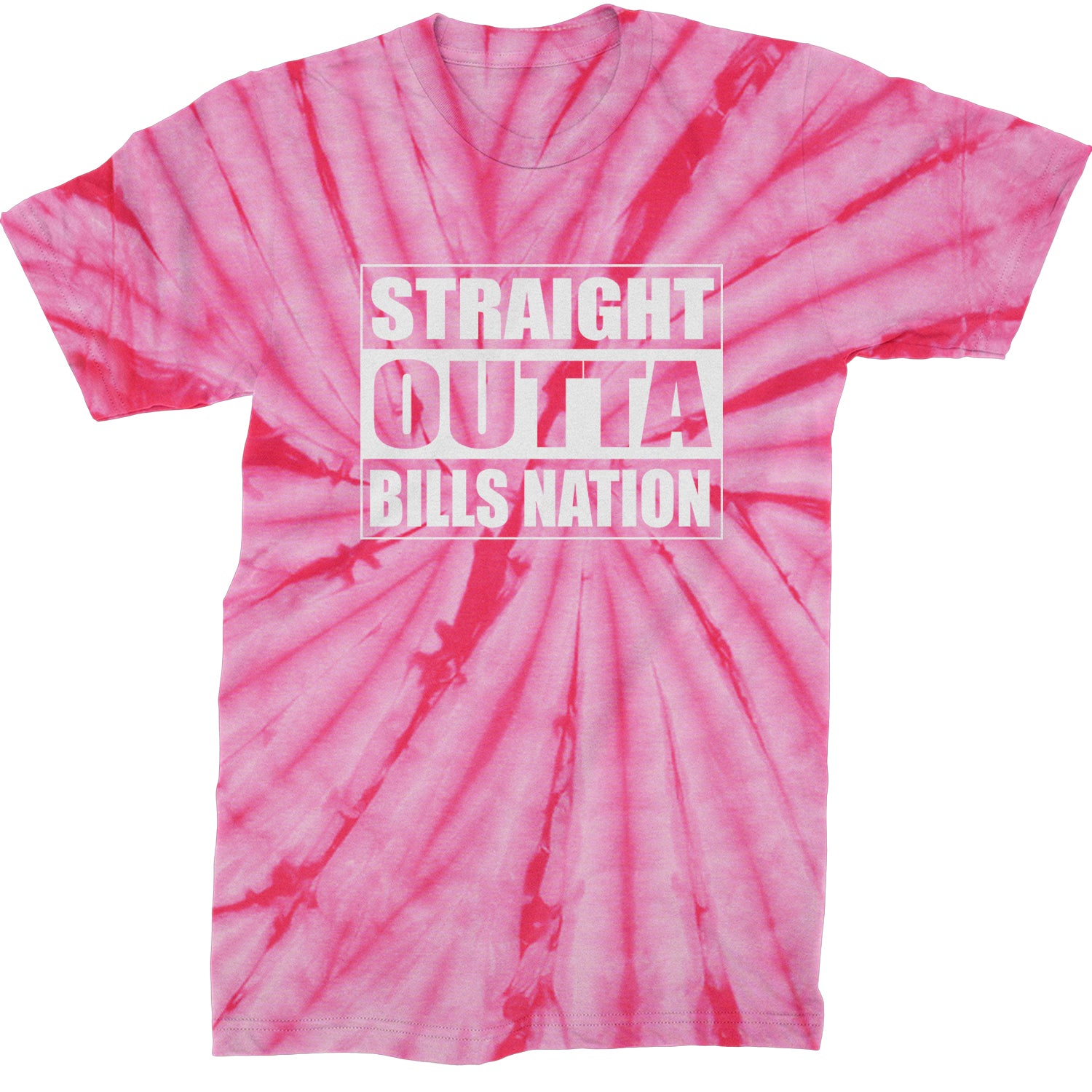 Straight Outta Bills Nation  Mens T-shirt Tie-Dye Spider Pink