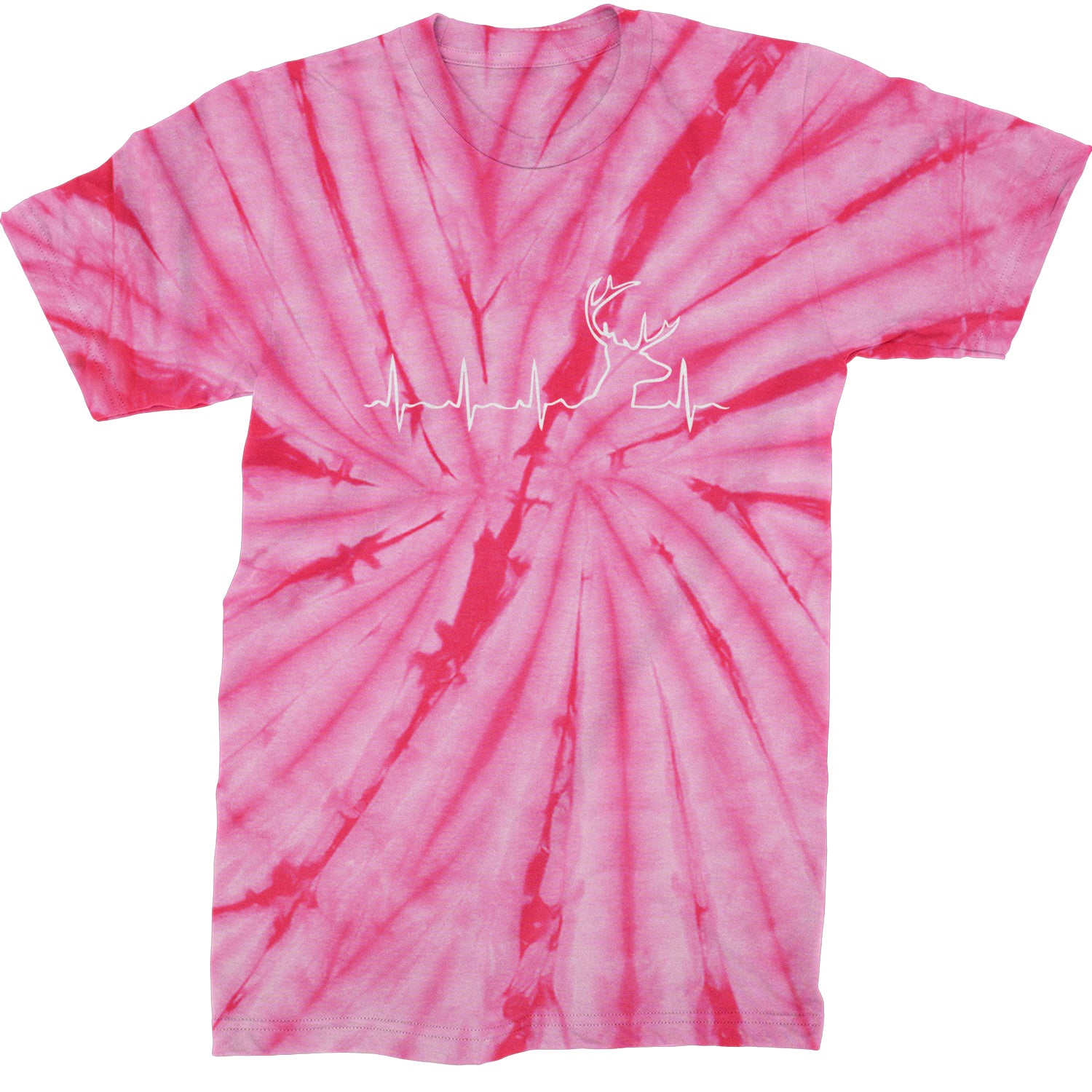 Hunting Heartbeat Deer Hunter Buck Stag Antlers  Mens T-shirt Tie-Dye Spider Pink