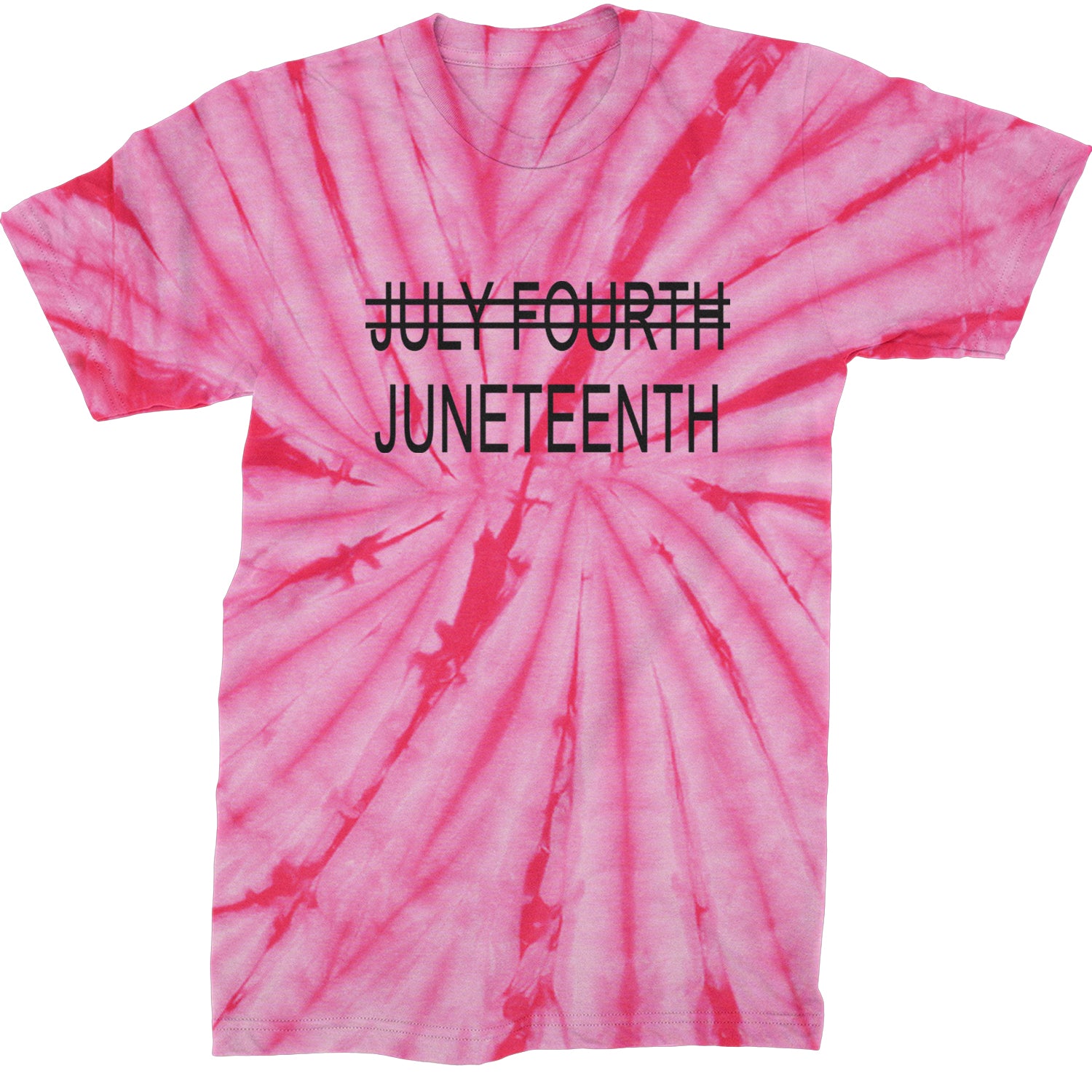 Juneteenth (July Fourth Crossed Out) Jubilee Mens T-shirt Tie-Dye Spider Pink