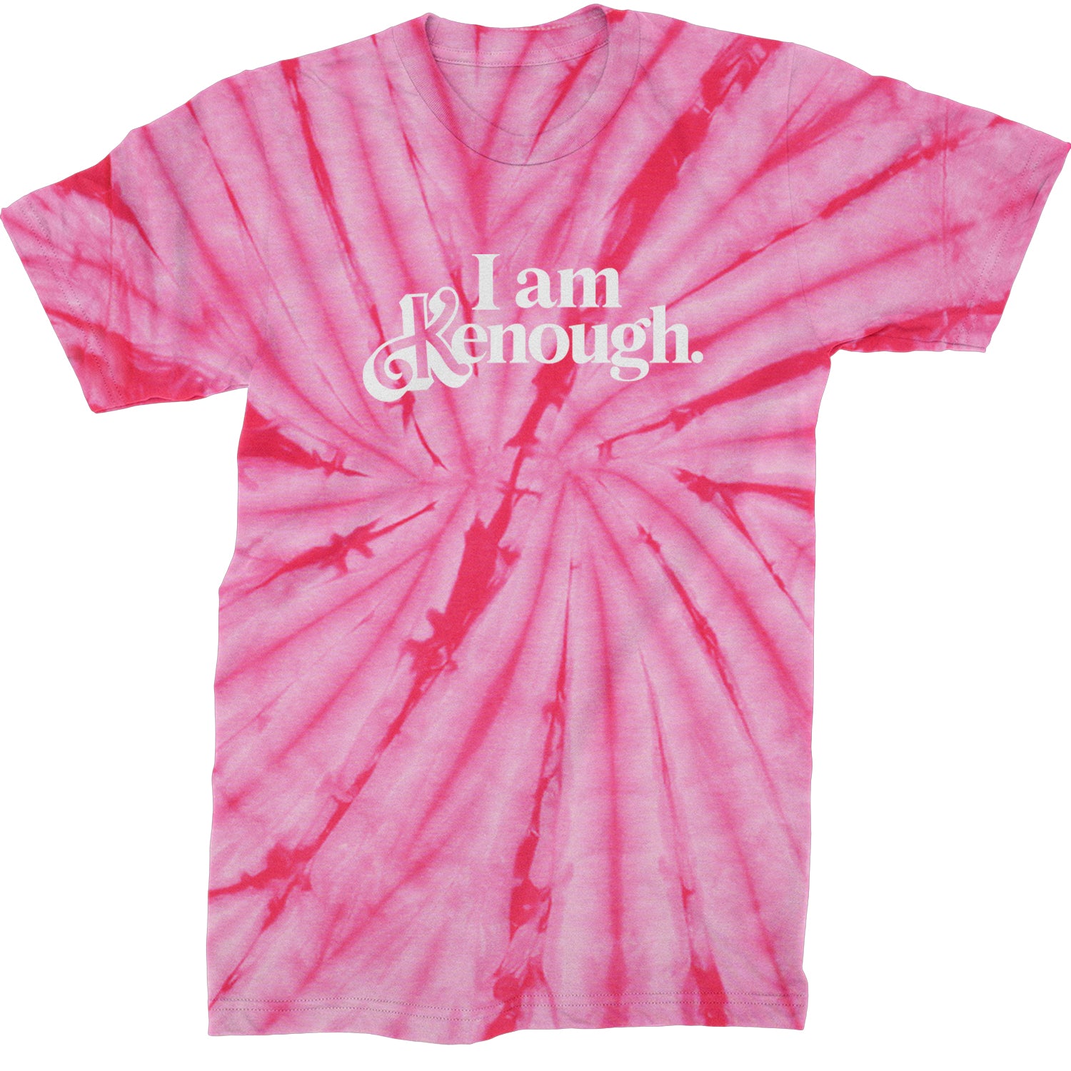 I Am Kenough White Print Mens T-shirt Tie-Dye Spider Pink