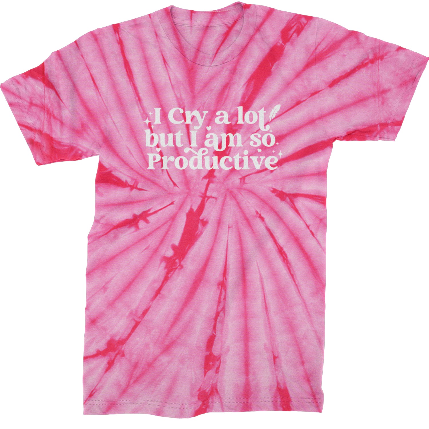 I Cry A Lot But I am So Productive TTPD Mens T-shirt Tie-Dye Spider Pink