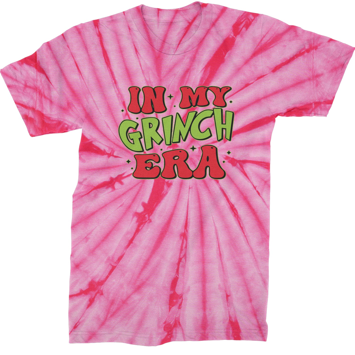 In My Gr-nch Era Jolly Merry Christmas  Mens T-shirt Tie-Dye Spider Pink