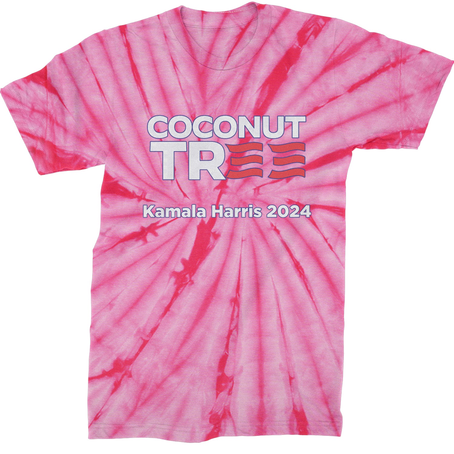 Coconut Tree - Support Kamala Harris For President 2024 Mens T-shirt Tie-Dye Spider Pink