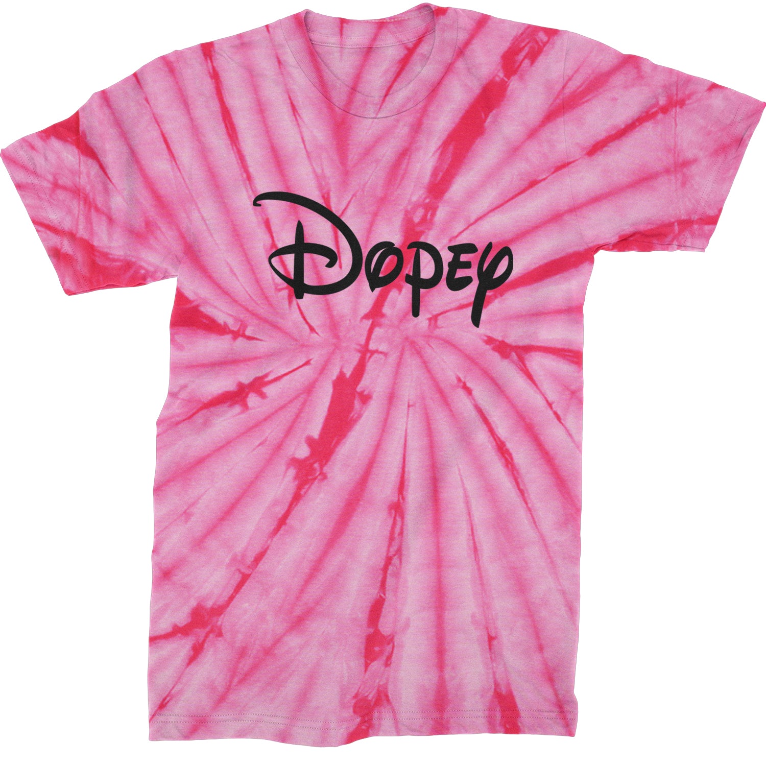 Dopey - 7 Dwarfs Costume Mens T-shirt Tie-Dye Spider Pink