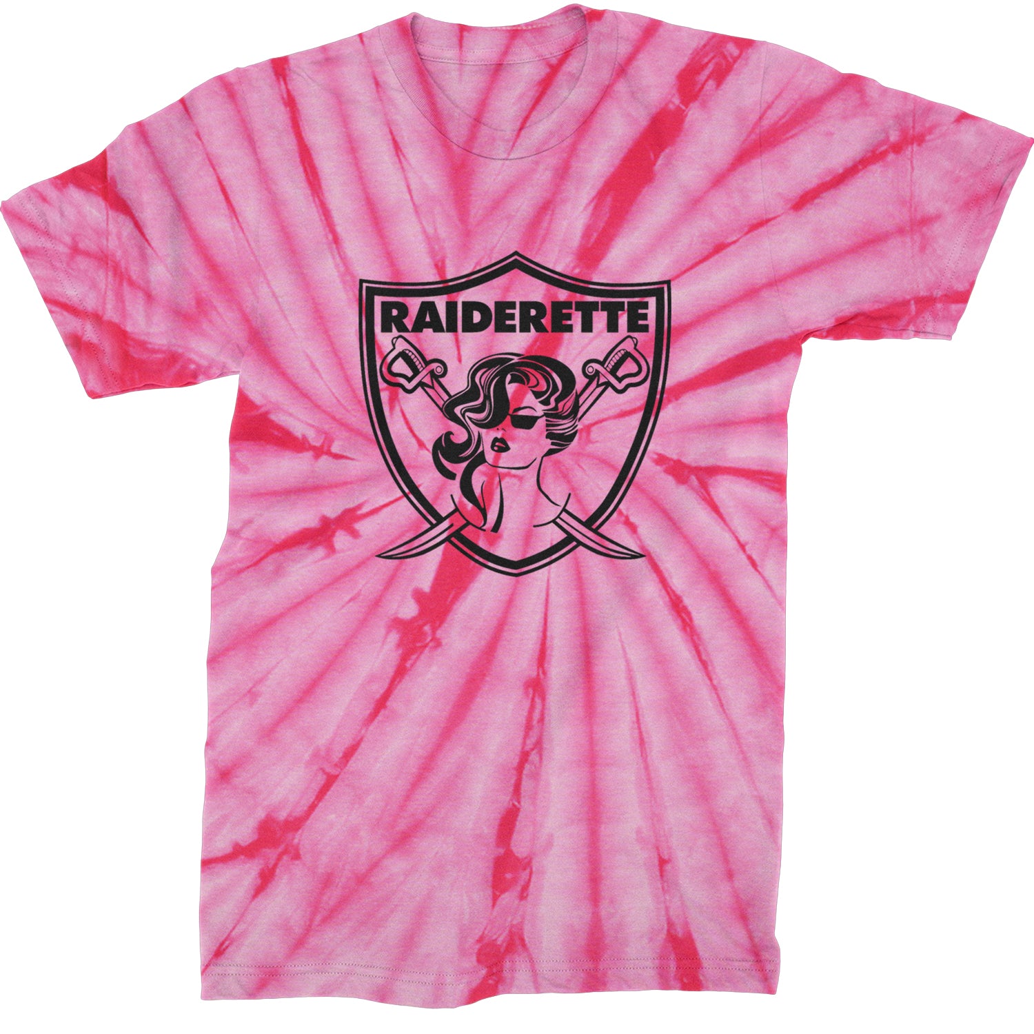 Raiderette Football Gameday Ready Mens T-shirt Tie-Dye Spider Pink