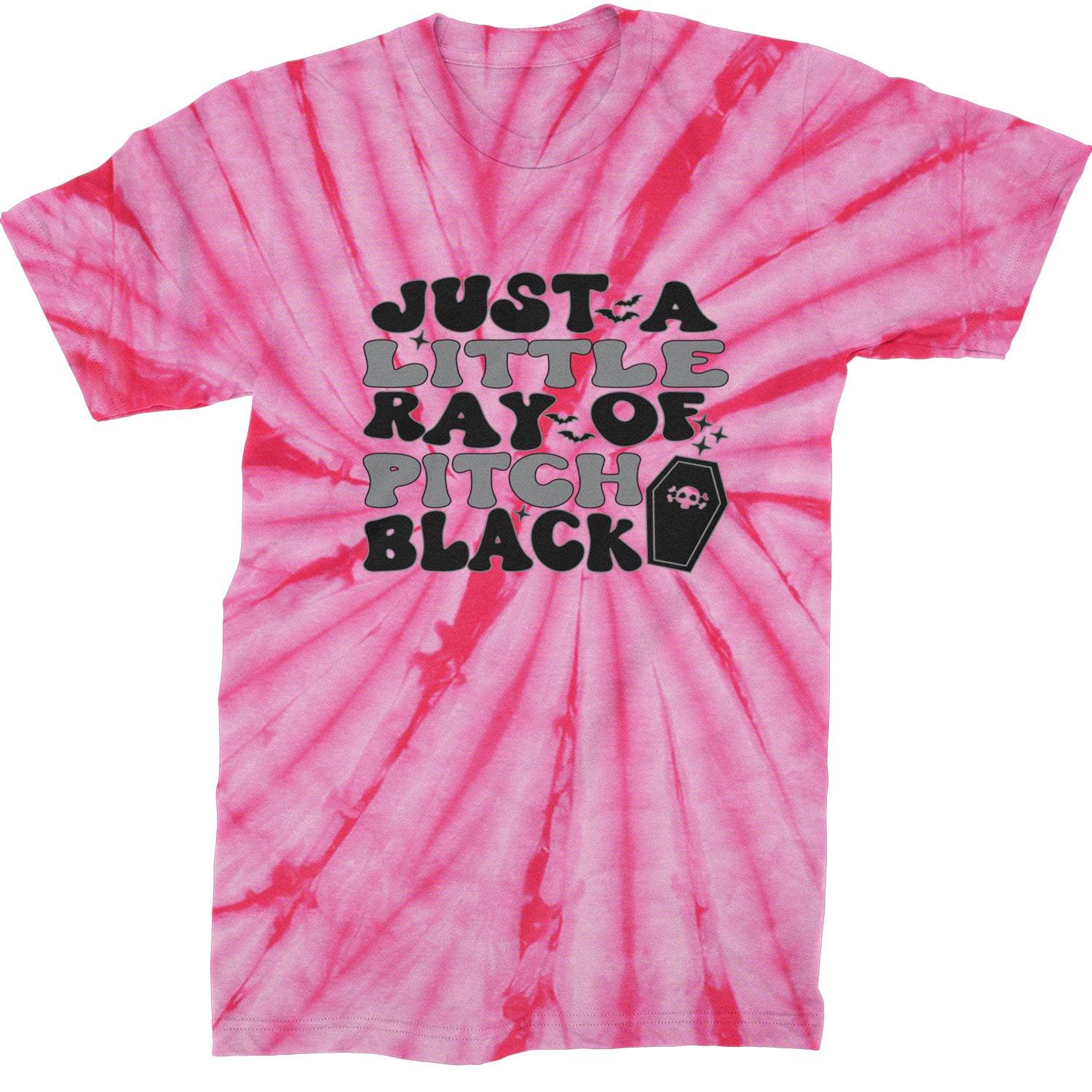 Just A Little Ray of Pitch Black Mens T-shirt Tie-Dye Spider Pink