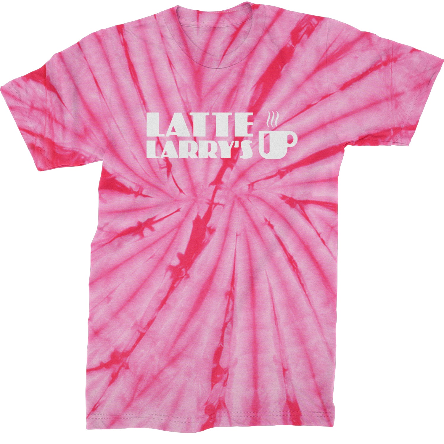 Latte Larry's Enthusiastic Coffee Mens T-shirt Tie-Dye Spider Pink