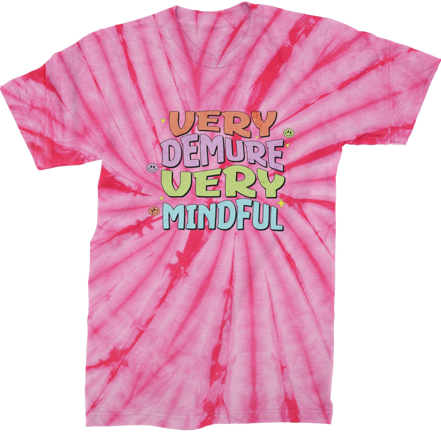 Very Demure, Very Mindful Mens T-shirt Tie-Dye Spider Pink