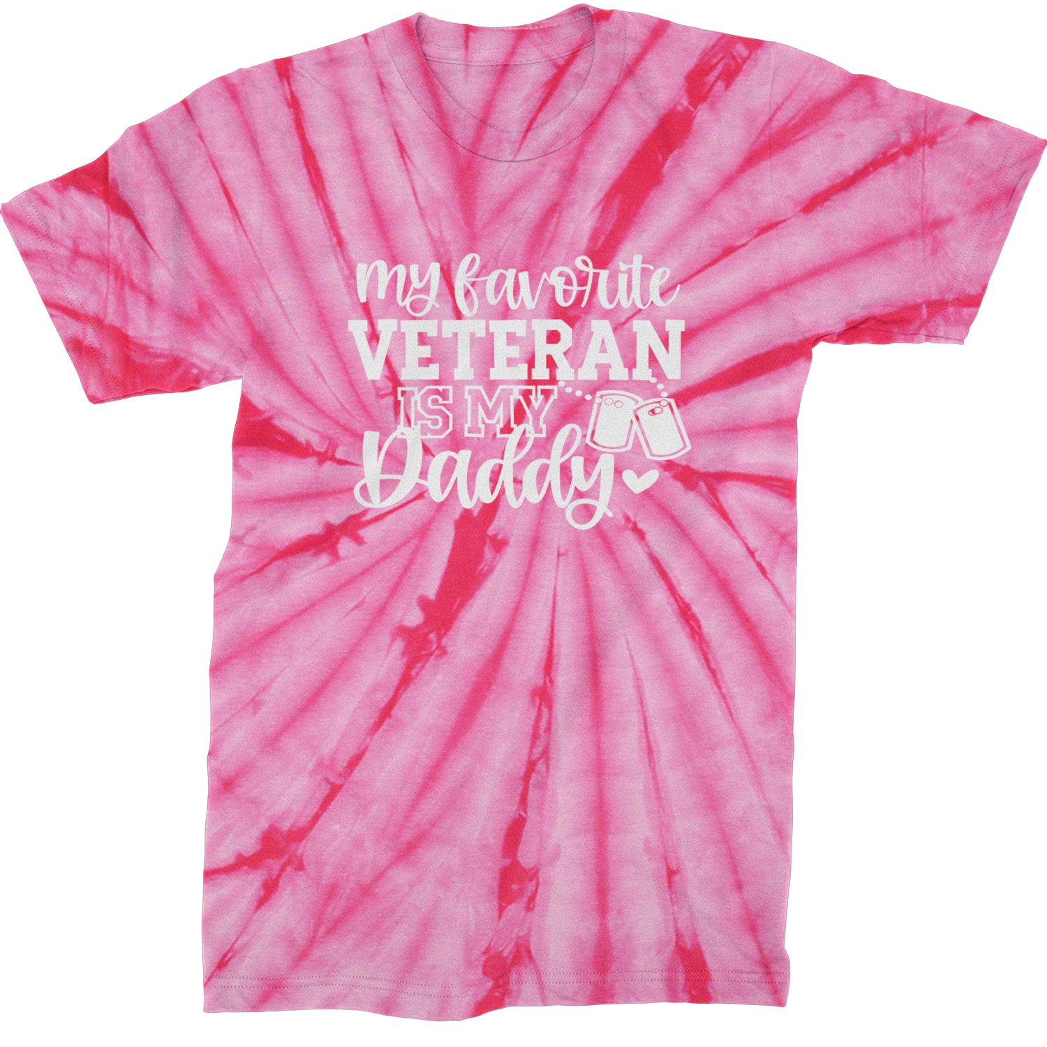 My Favorite Veteran Is My Daddy Mens T-shirt Tie-Dye Spider Pink