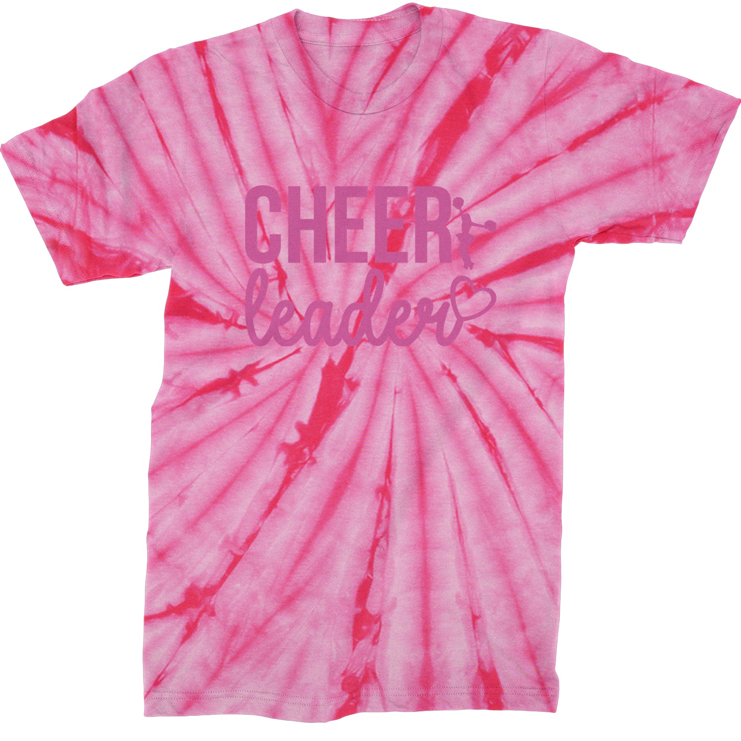 Cheerleader Heart Love Mens T-shirt Tie-Dye Spider Pink