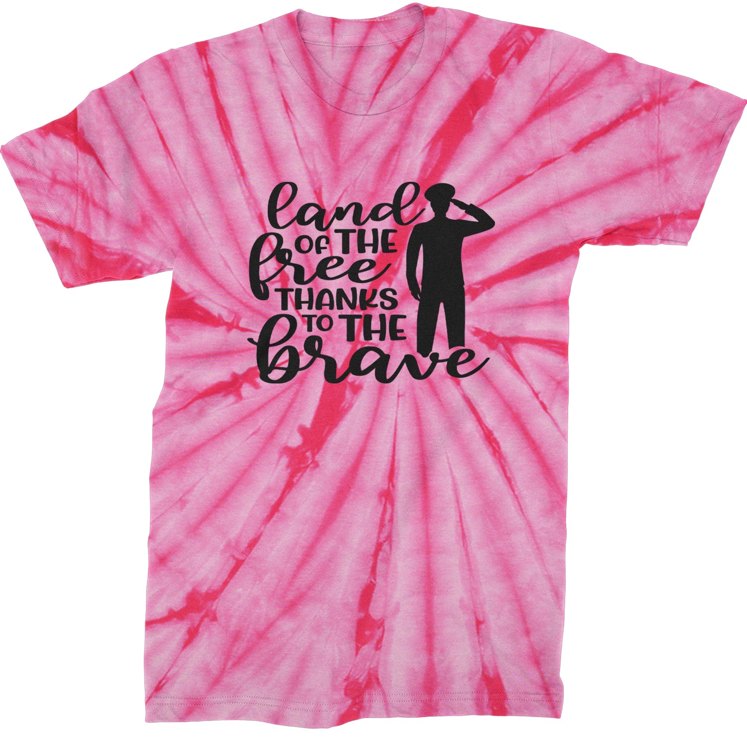 Land Of The Free Thanks To The Brave Veterans Mens T-shirt Tie-Dye Spider Pink