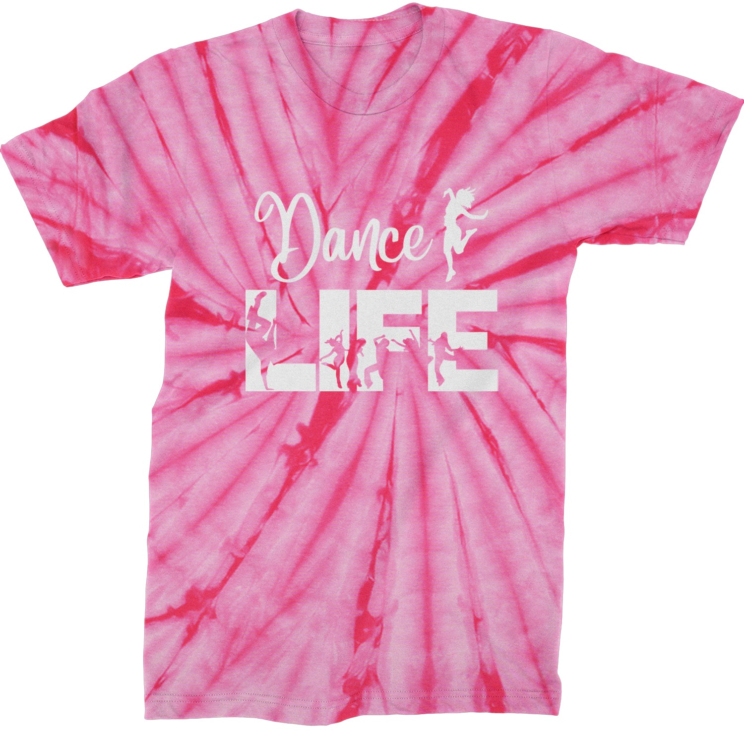 Dance Life Silhouette Dancers Mens T-shirt Tie-Dye Spider Pink