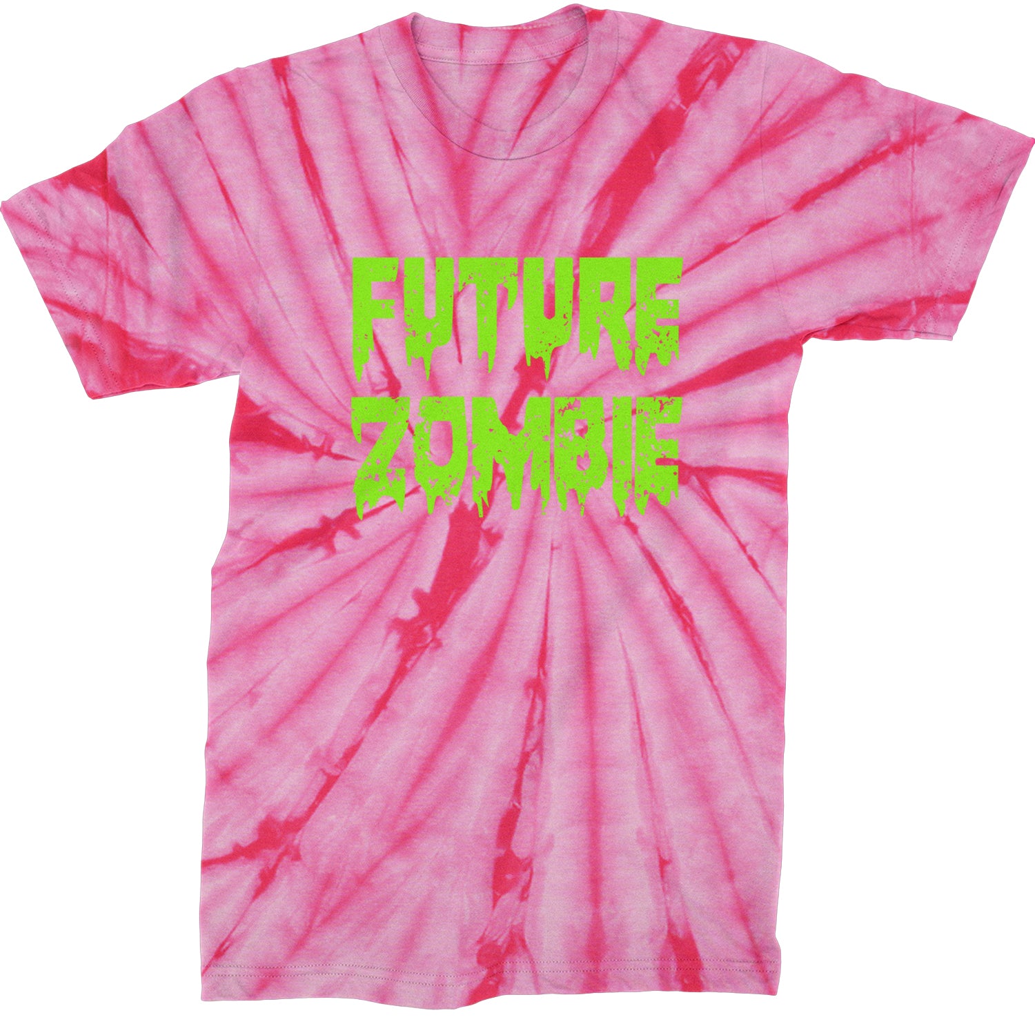 Future Zombie Horror Mens T-shirt Tie-Dye Spider Pink