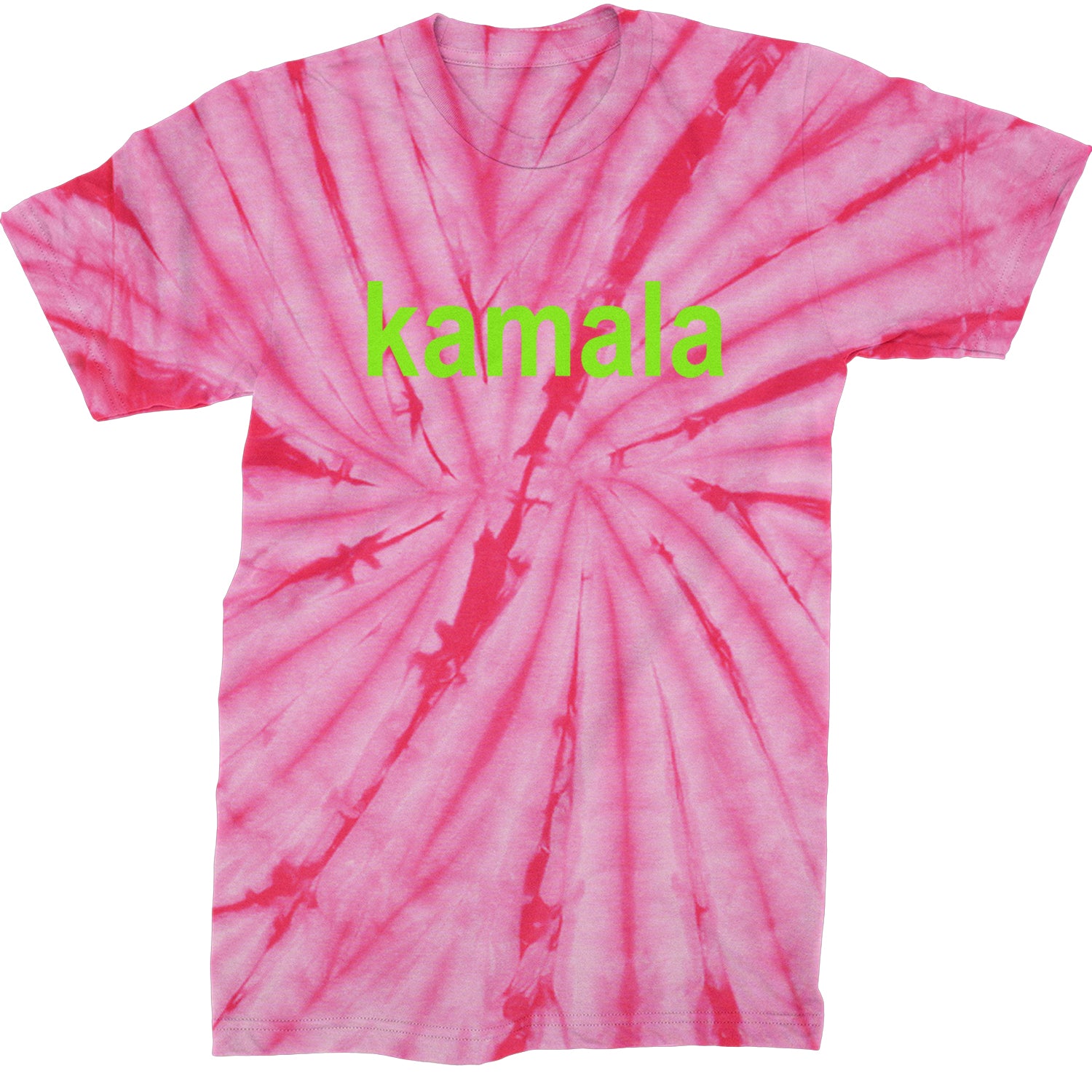 Kamala Bright Green Brat Coconut Tree Mens T-shirt Tie-Dye Spider Pink