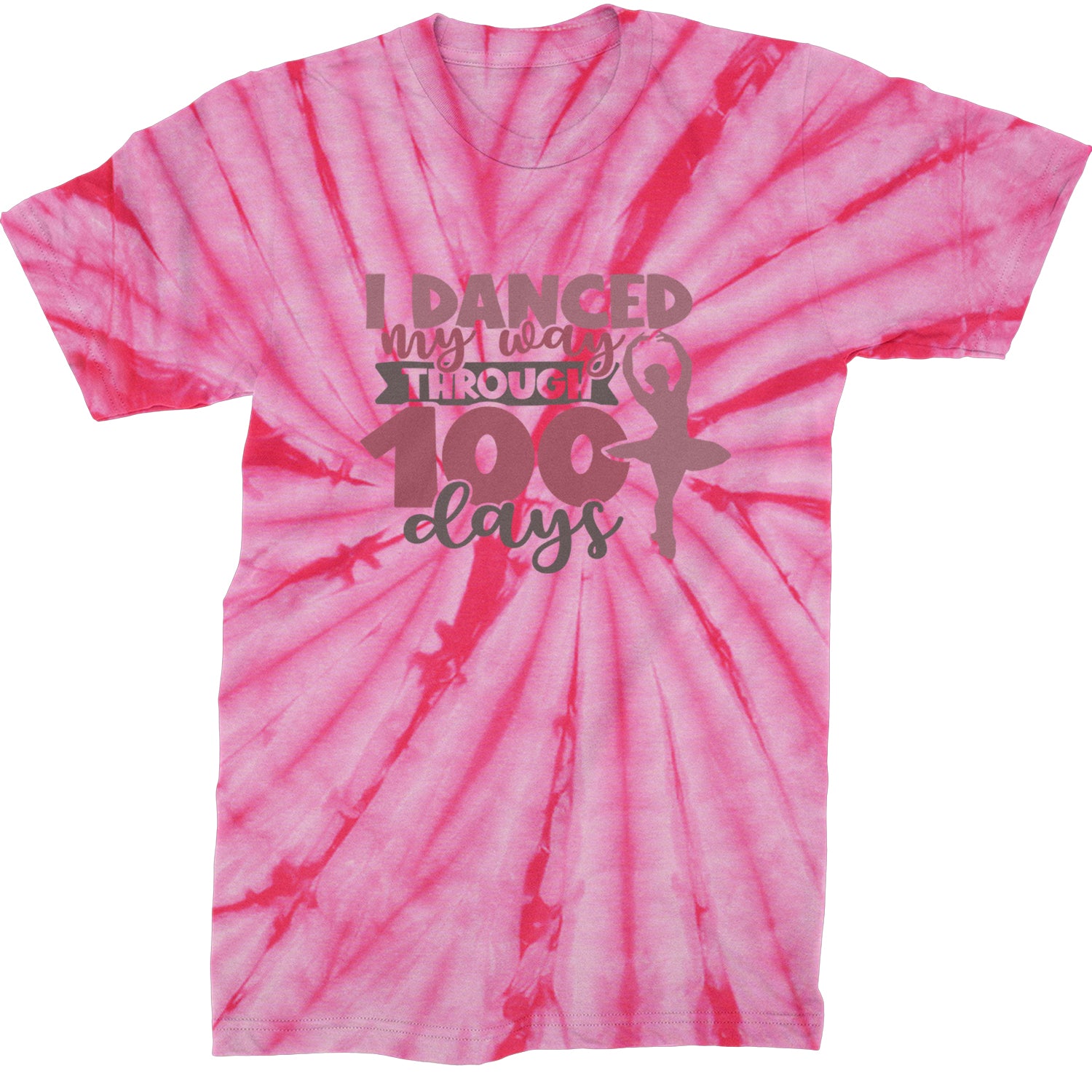 I Danced My Way Through 100 Days Of School  Mens T-shirt Tie-Dye Spider Pink