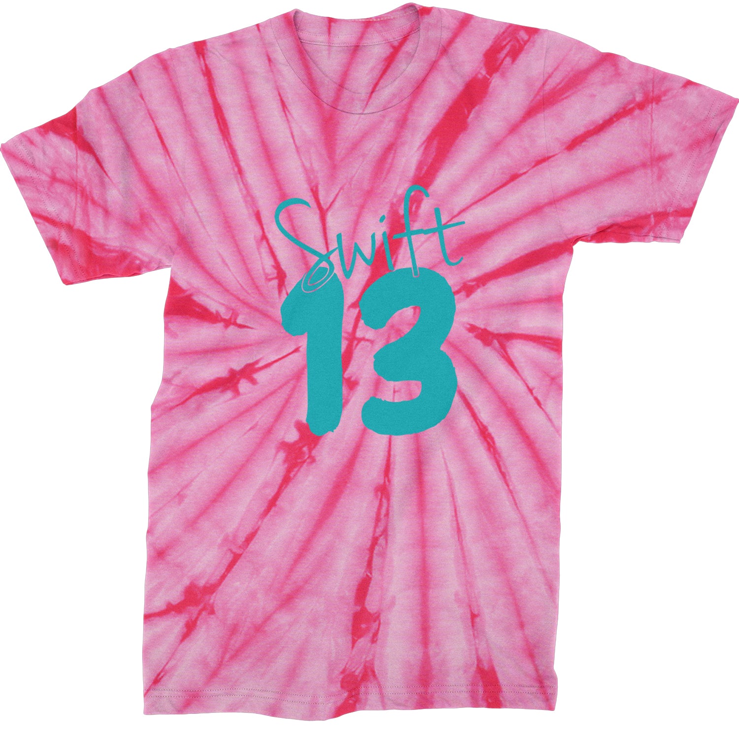 13 Swift 13 Lucky Number Era TTPD Mens T-shirt Tie-Dye Spider Pink