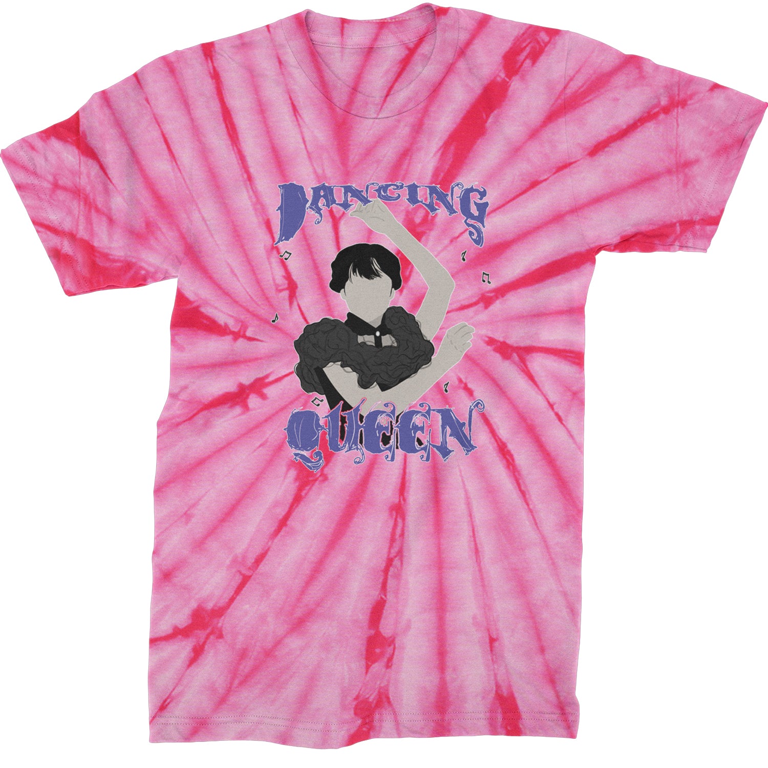 Wednesday Dancing Queen Mens T-shirt Tie-Dye Spider Pink