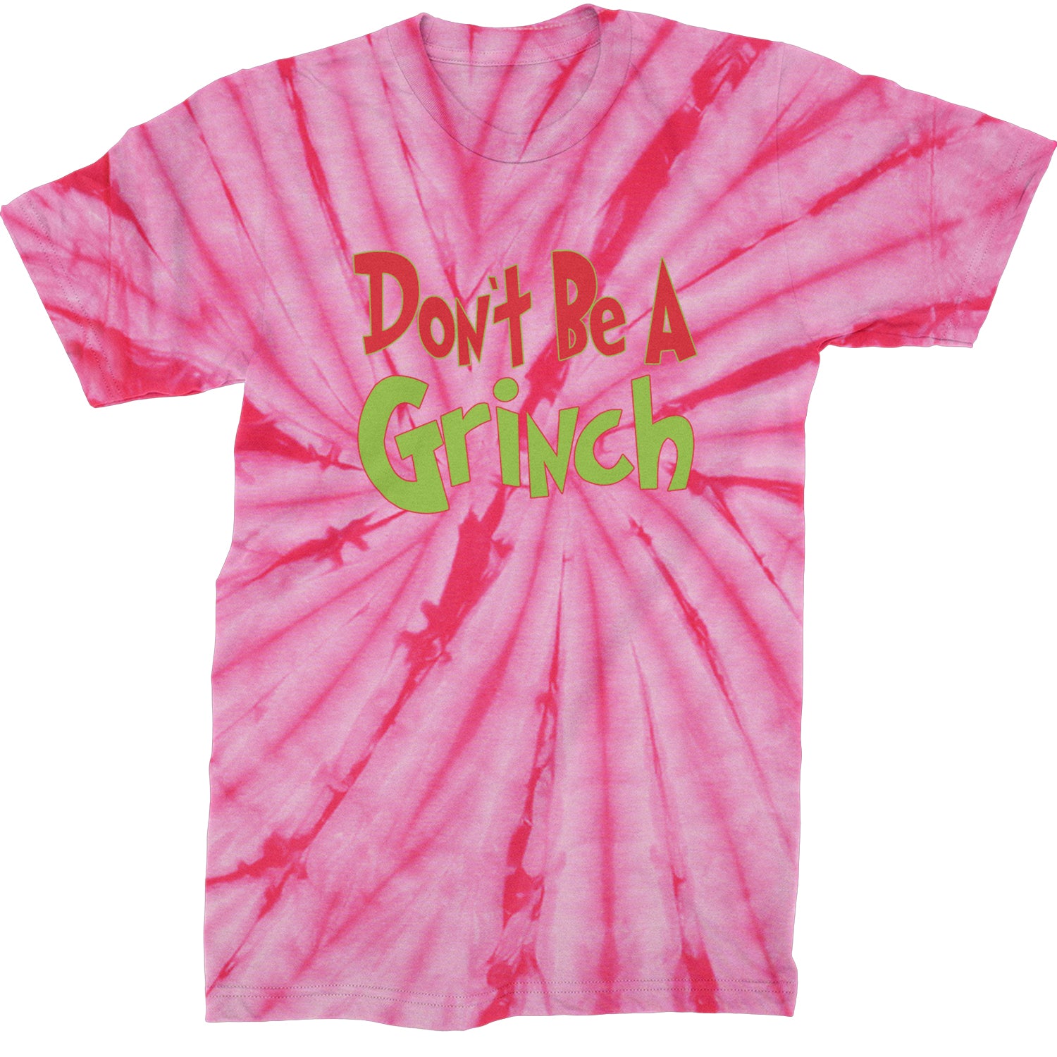 Don't Be A Gr-nch Jolly Grinchmas Merry Christmas  Mens T-shirt Tie-Dye Spider Pink