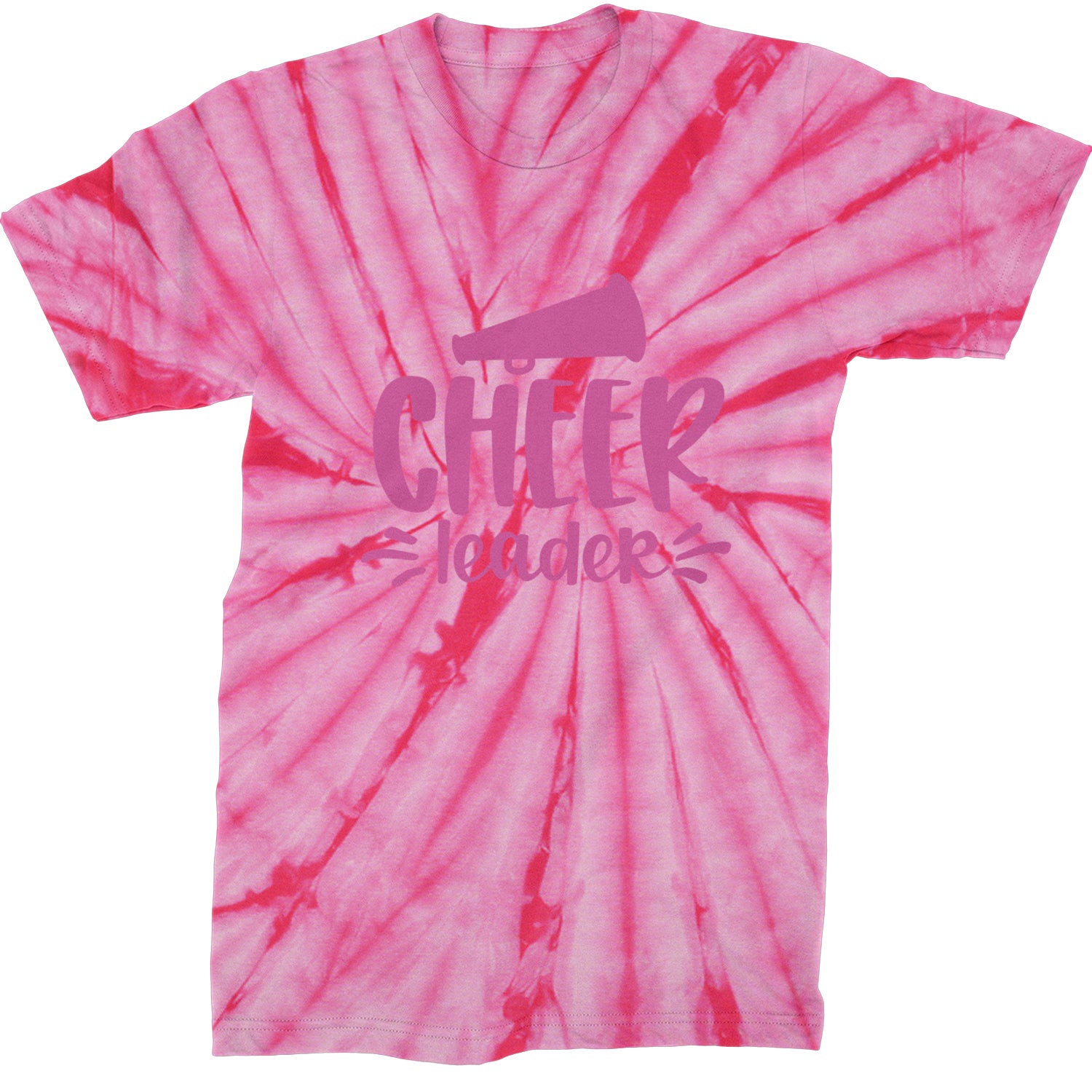 Cheerleader Bullhorn Mens T-shirt Tie-Dye Spider Pink