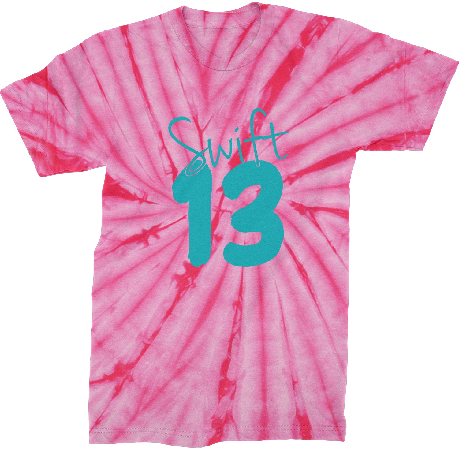 13 Swift 13 Lucky Number Era TTPD Mens T-shirt Tie-Dye Spider Pink