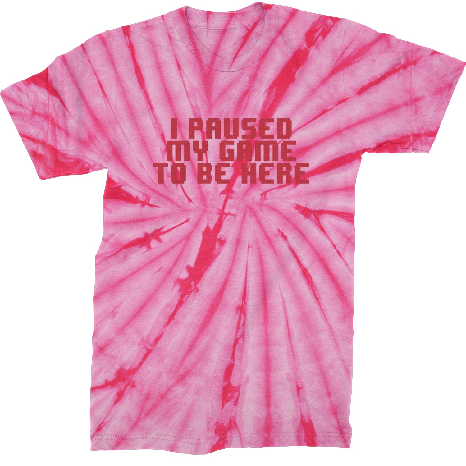 I Paused My Game To Be Here Funny Video Gamer Mens T-shirt Tie-Dye Spider Pink