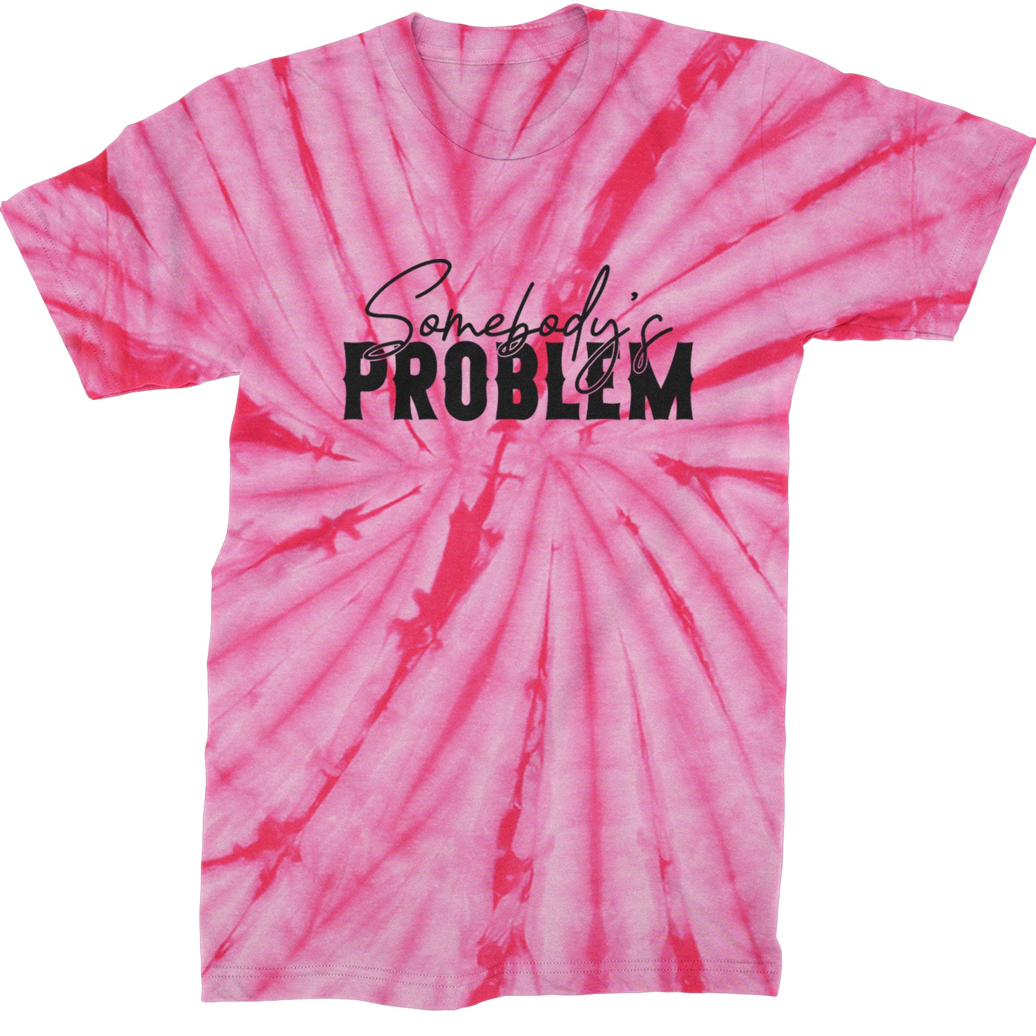 Somebody's Problem Country Music Western Mens T-shirt Tie-Dye Spider Pink