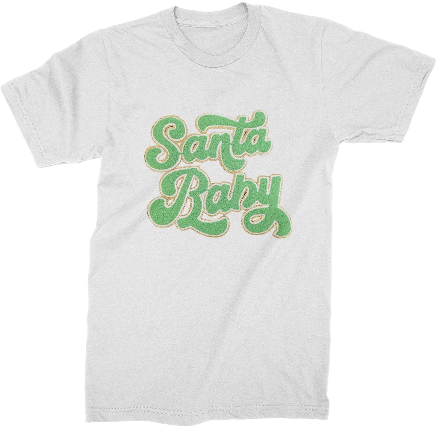 Green Santa Baby Chenille Patch  Mens T-shirt White