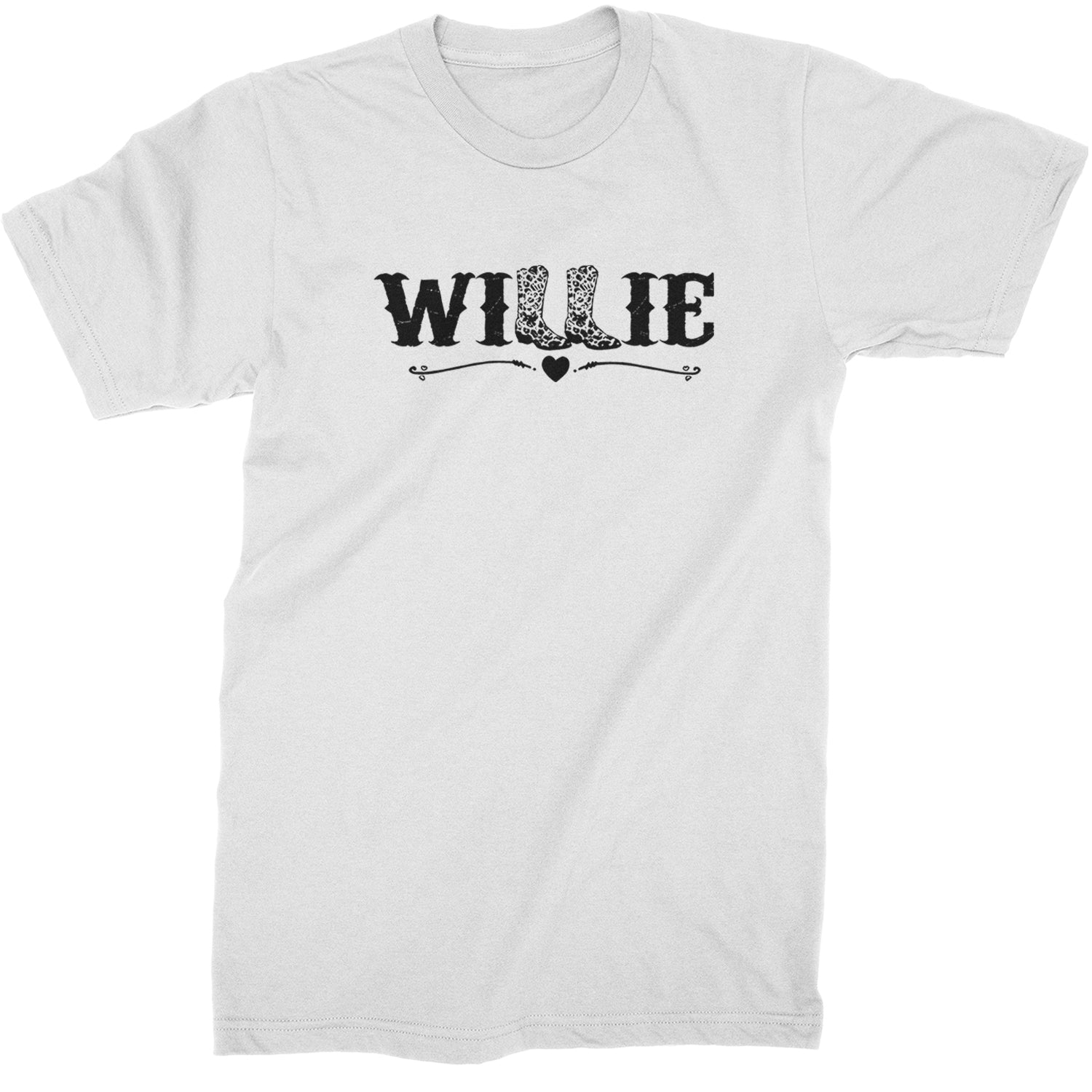 Willie Cowboy Boots Hippy Country Music Mens T-shirt White