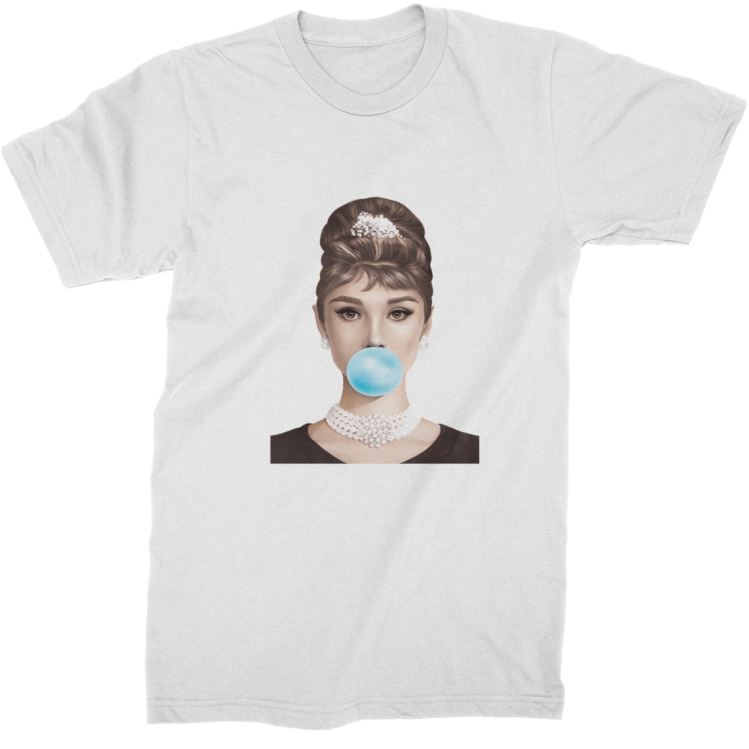 Audrey Hepburn Chewing Bubble Gum American Icon Mens T-shirt White