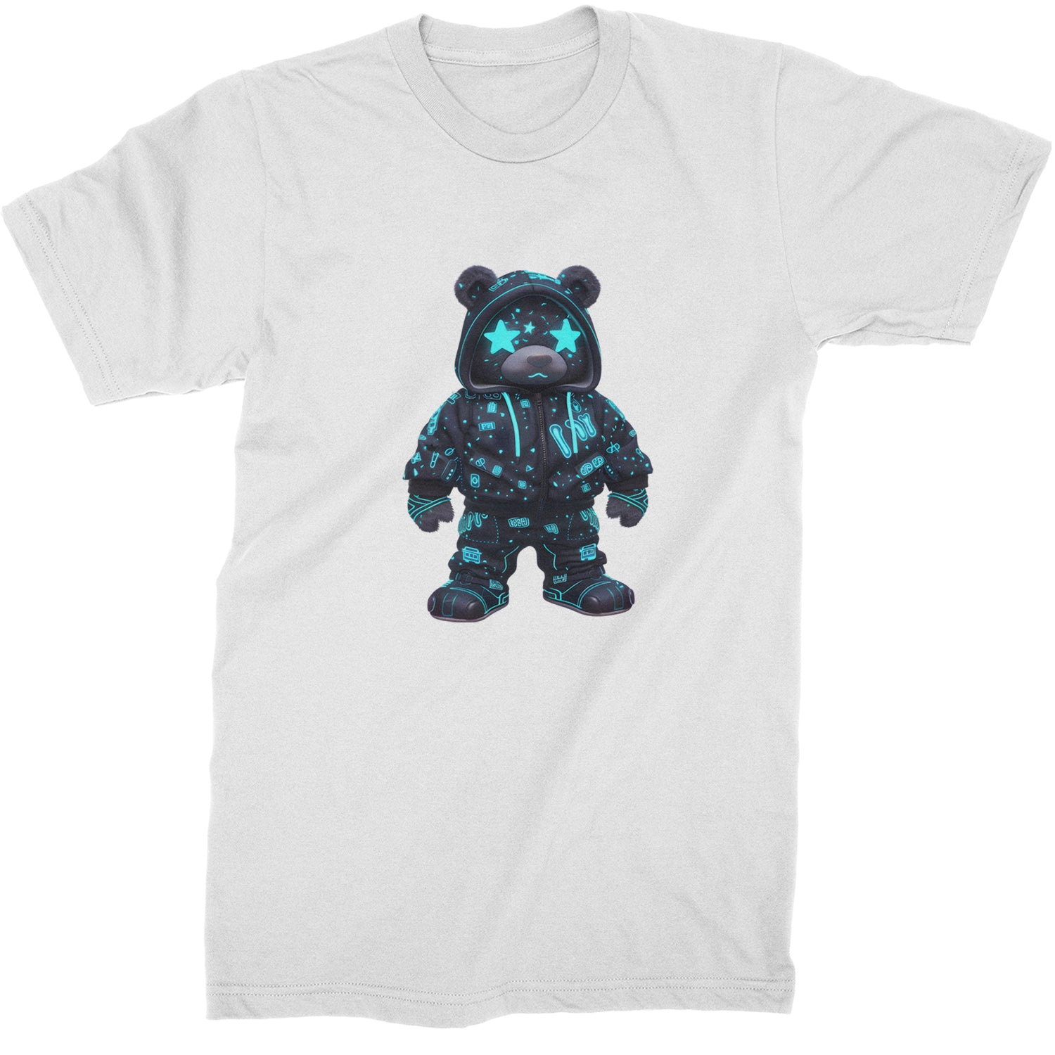 Starry Eyed Vaporwave Urban Graffiti Bear  Mens T-shirt White