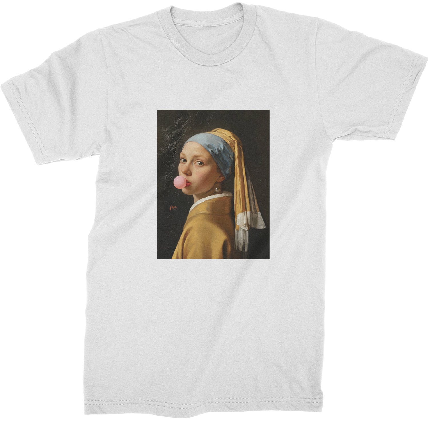 Girl with a Pearl Earring Bubble Gum Contemporary Art Mens T-shirt White
