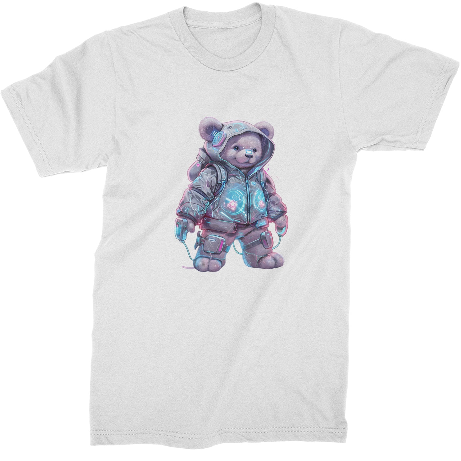 Cyberpunk Adventure Urban Graffiti Bear  Mens T-shirt White