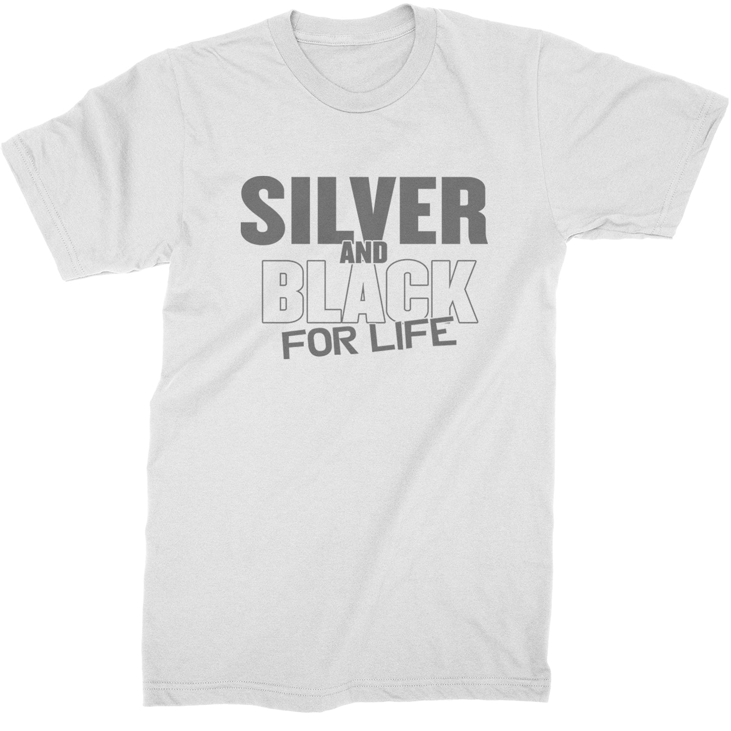 Silver And Black For Life Football Fan Mens T-shirt White