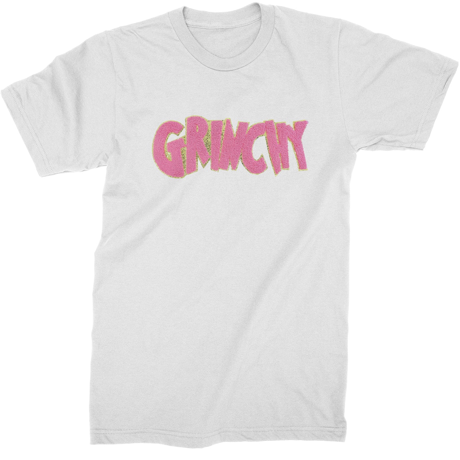 Pink Gr-nchy Chenille Patch  Mens T-shirt White