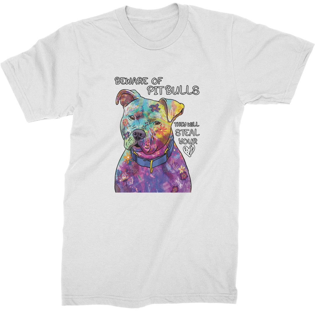 Beware Of Pit Bulls, They Will Steal Your Heart  Mens T-shirt White