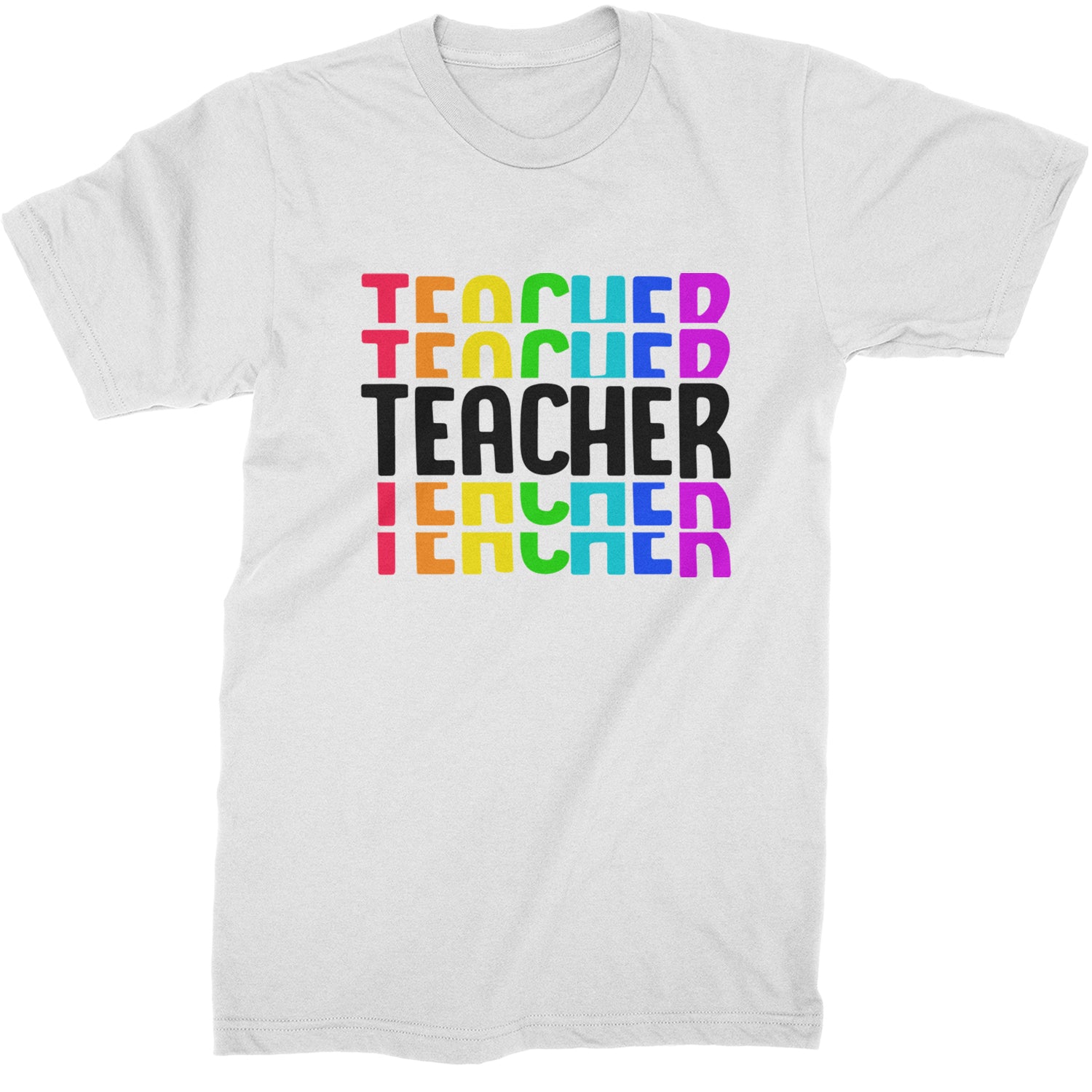 Teacher Repeated Rainbow Pattern  Mens T-shirt White