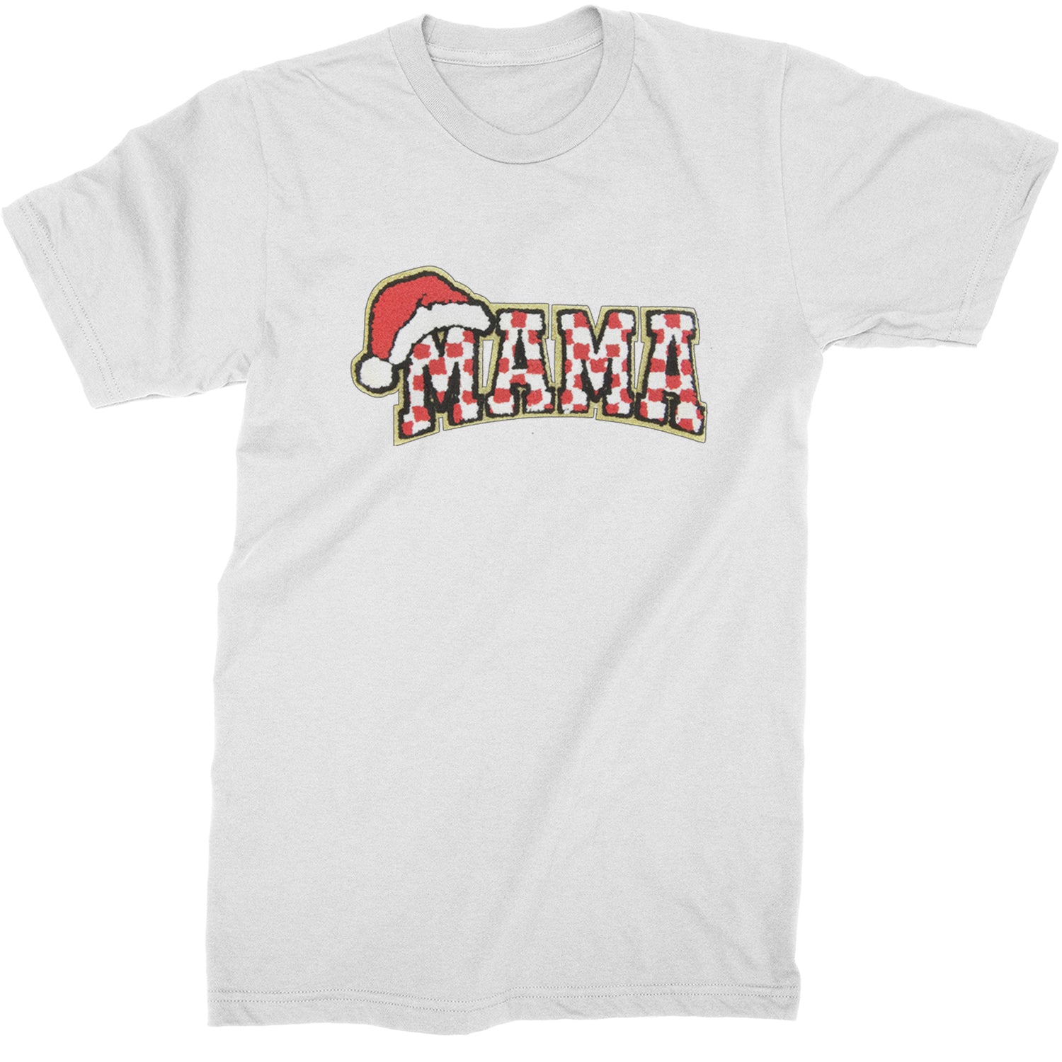 Mama Santa Hat Chenille Patch  Mens T-shirt White