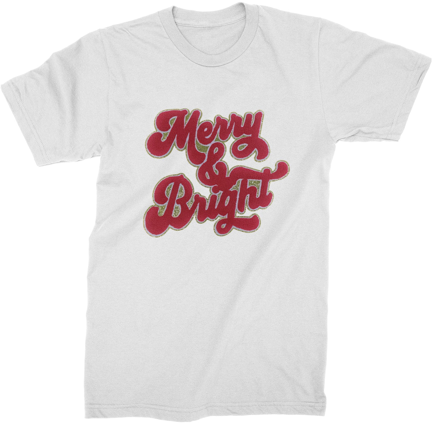 Merry & Bright Chenille Glitter  Mens T-shirt White