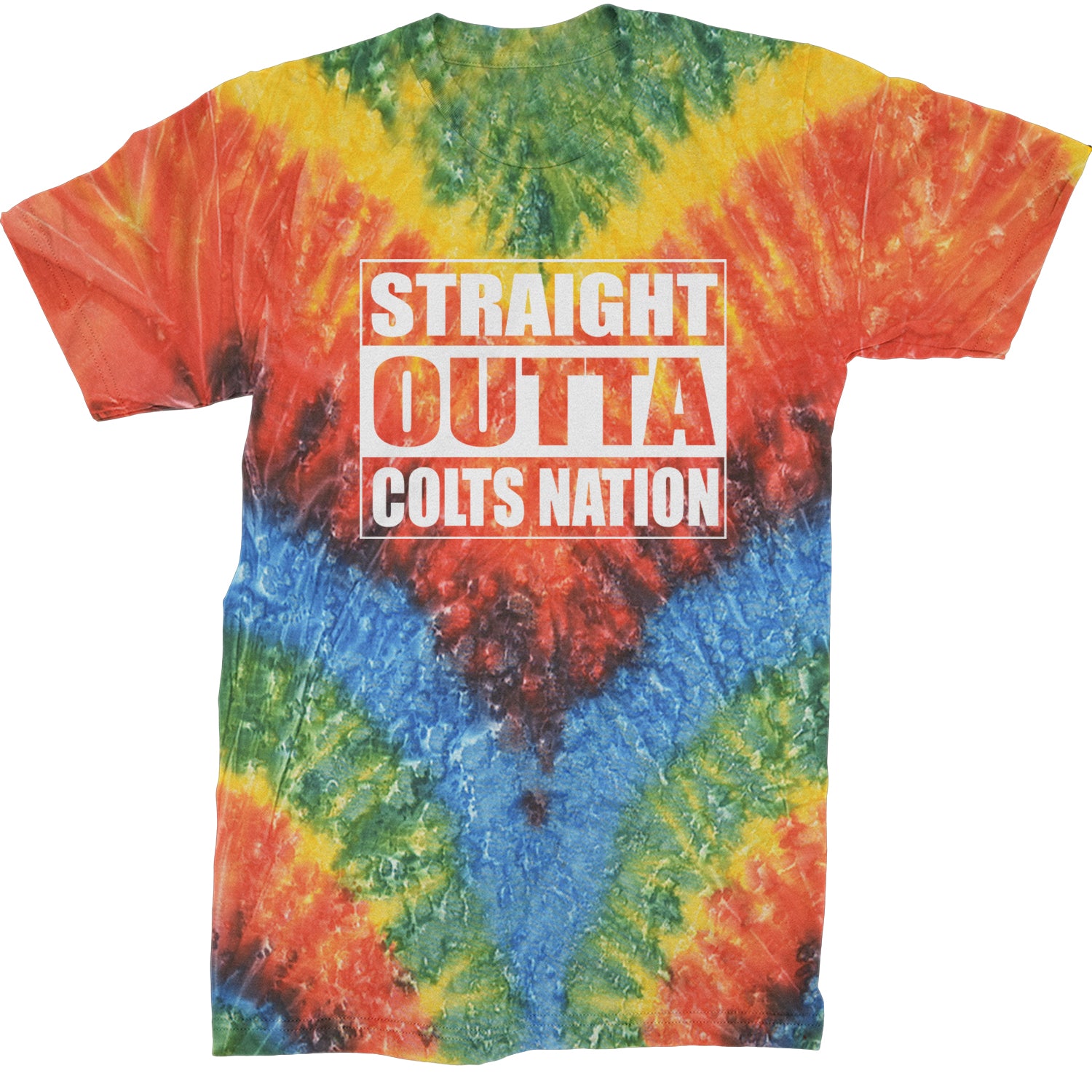 Straight Outta Colts Nation Football  Mens T-shirt Tie-Dye Woodstock