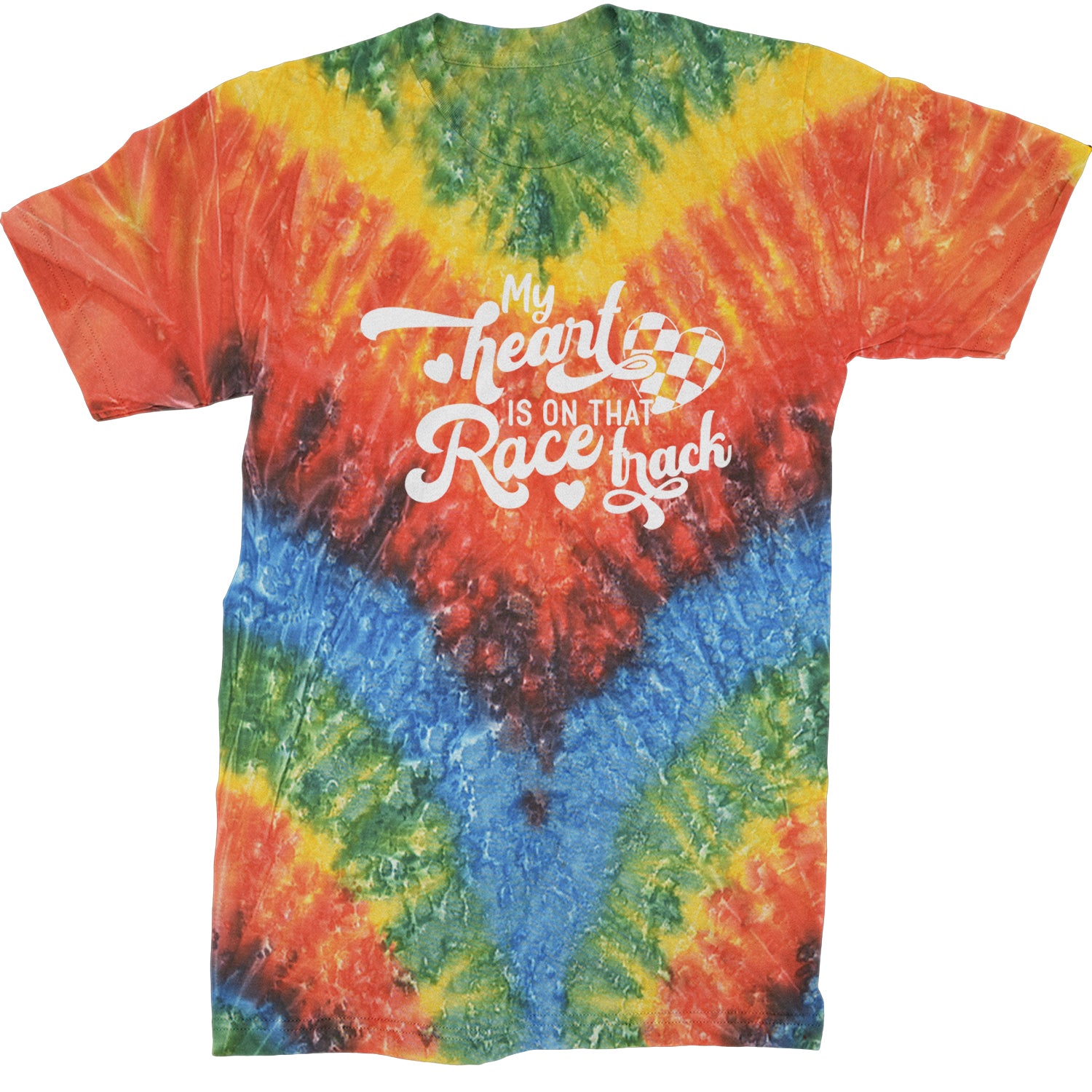 My Heart Is On That Race Track Mens T-shirt Tie-Dye Woodstock