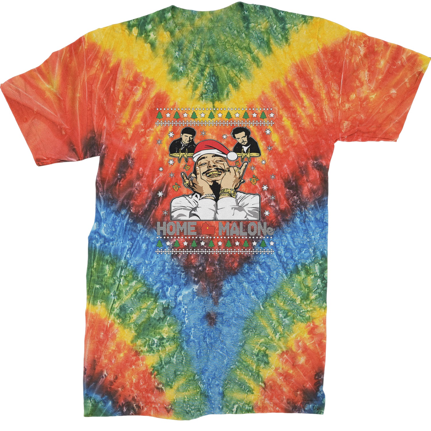 Home Malone Ugly Christmas  Mens T-shirt Tie-Dye Woodstock