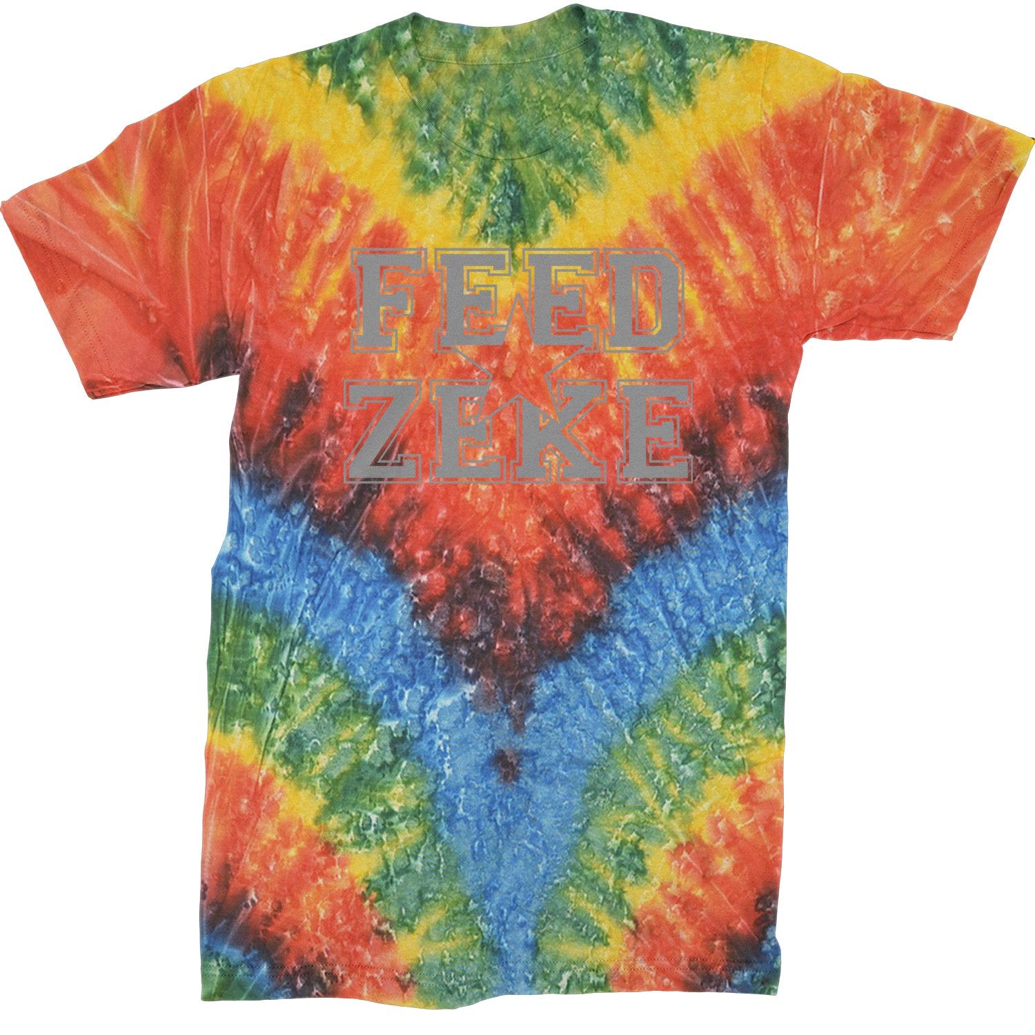 Feed Zeke Football  Mens T-shirt Tie-Dye Woodstock