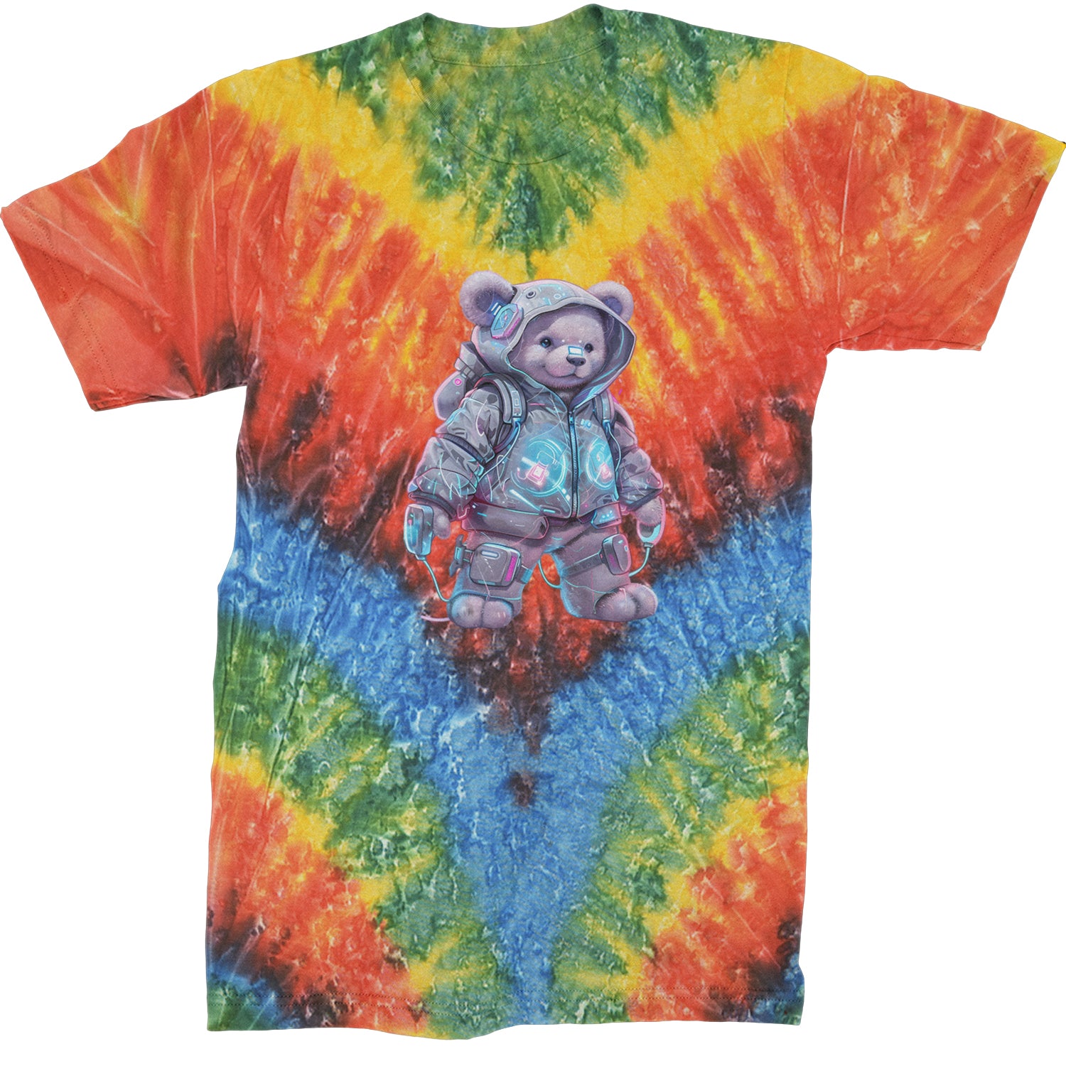 Cyberpunk Adventure Urban Graffiti Bear  Mens T-shirt Tie-Dye Woodstock