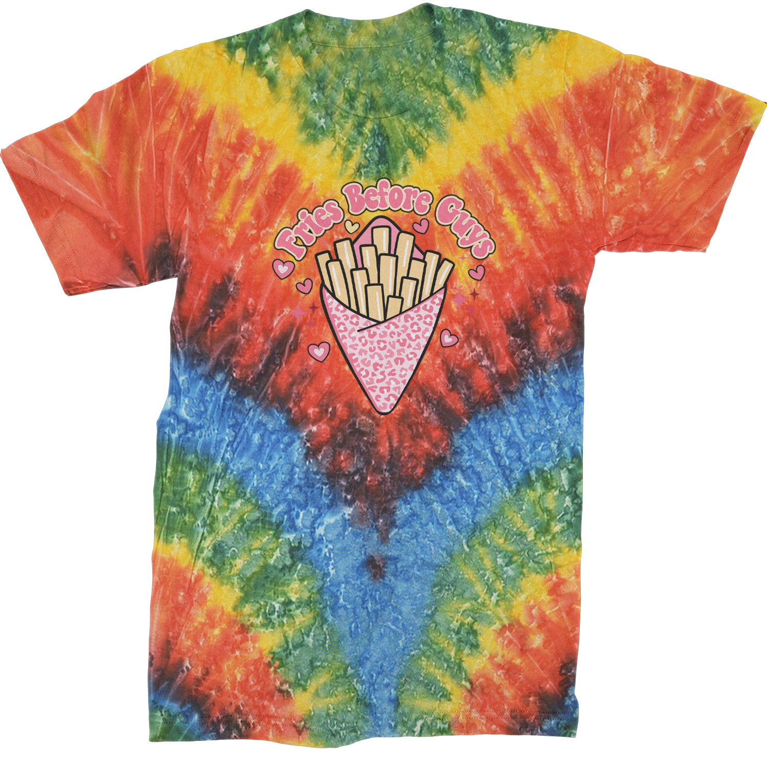 Fries Before Guys  Mens T-shirt Tie-Dye Woodstock