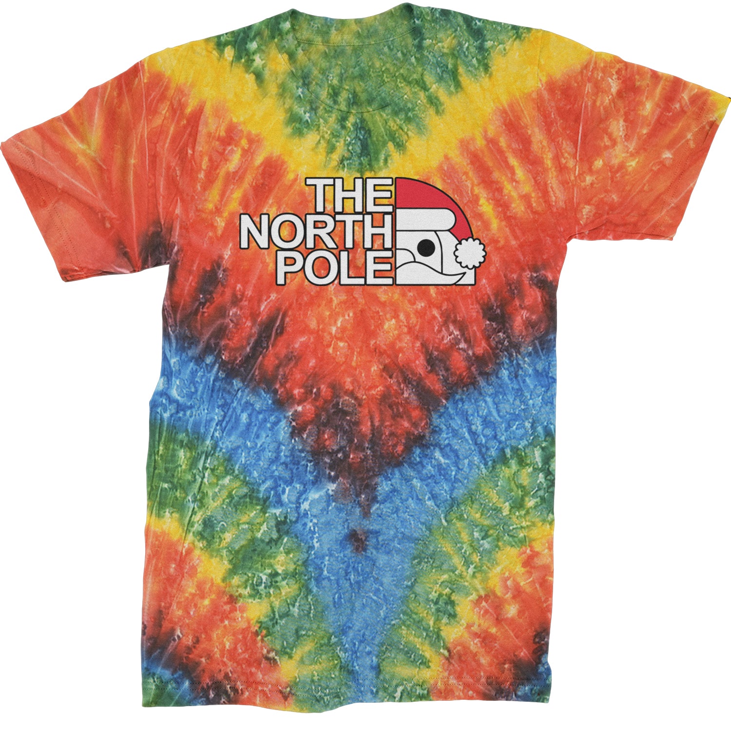 The North Pole Santa Face  Mens T-shirt Tie-Dye Woodstock