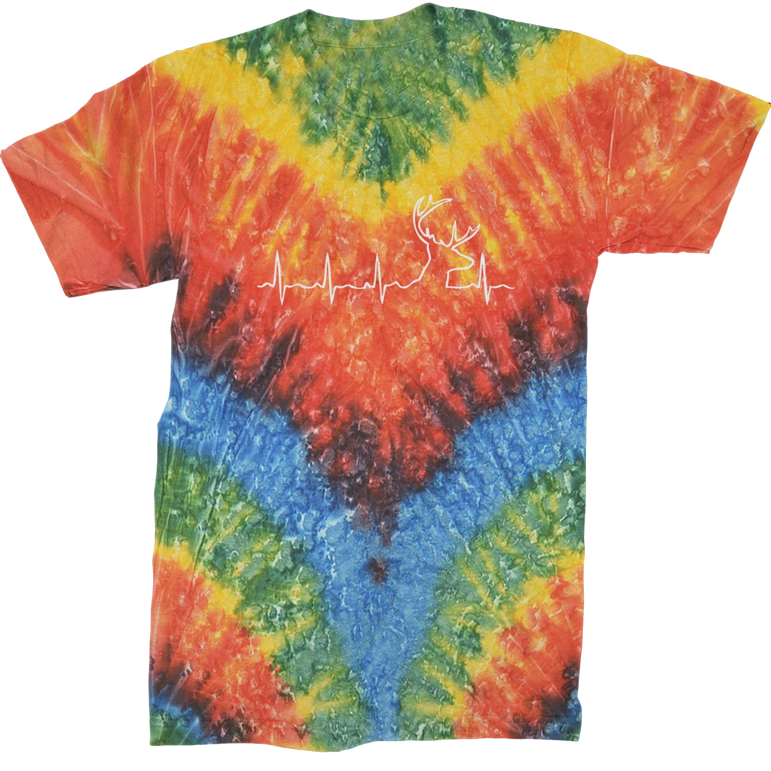 Hunting Heartbeat Deer Hunter Buck Stag Antlers  Mens T-shirt Tie-Dye Woodstock